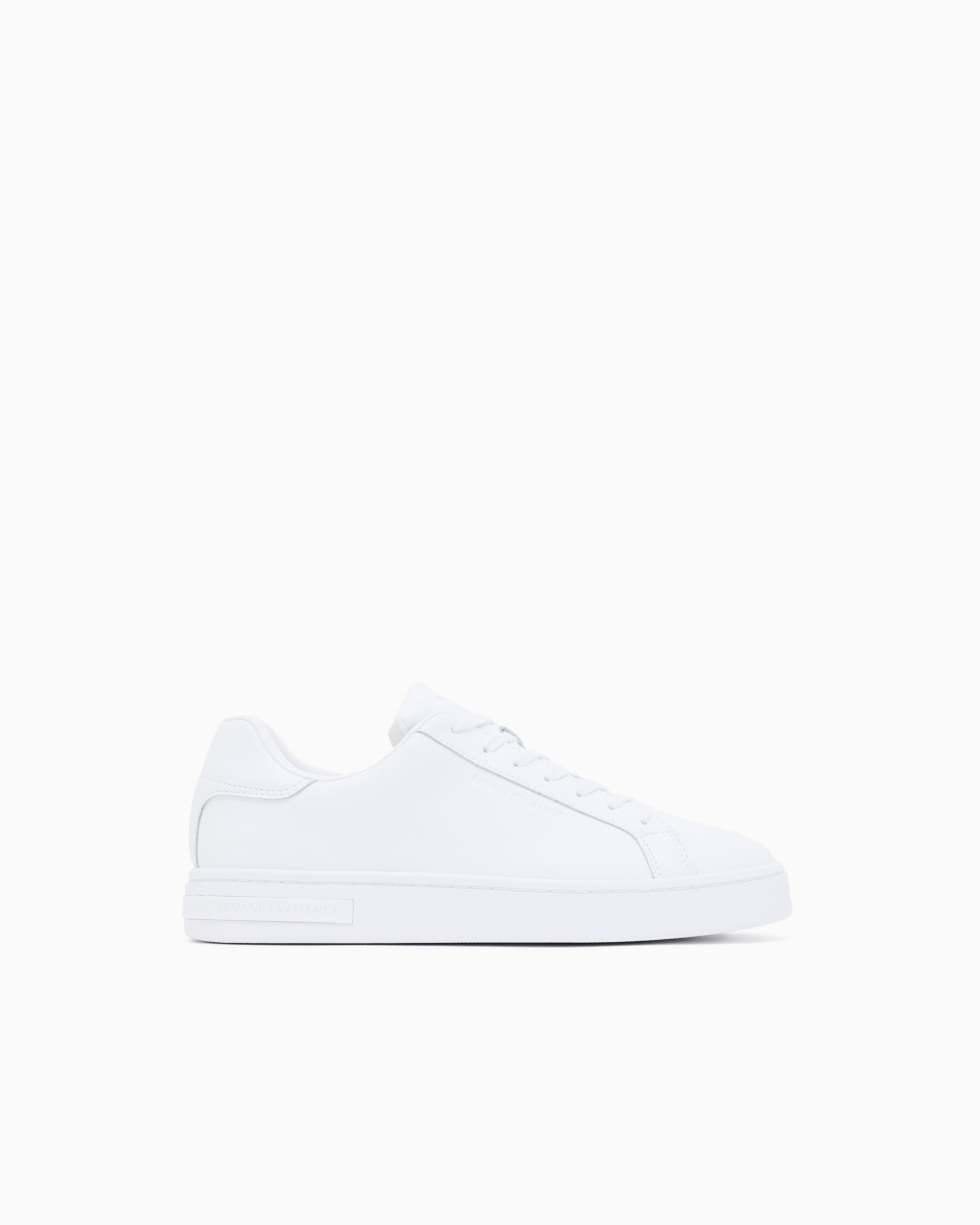 Armani Exchange - Leather sneakers with logo on the sole, Man, White, Size: