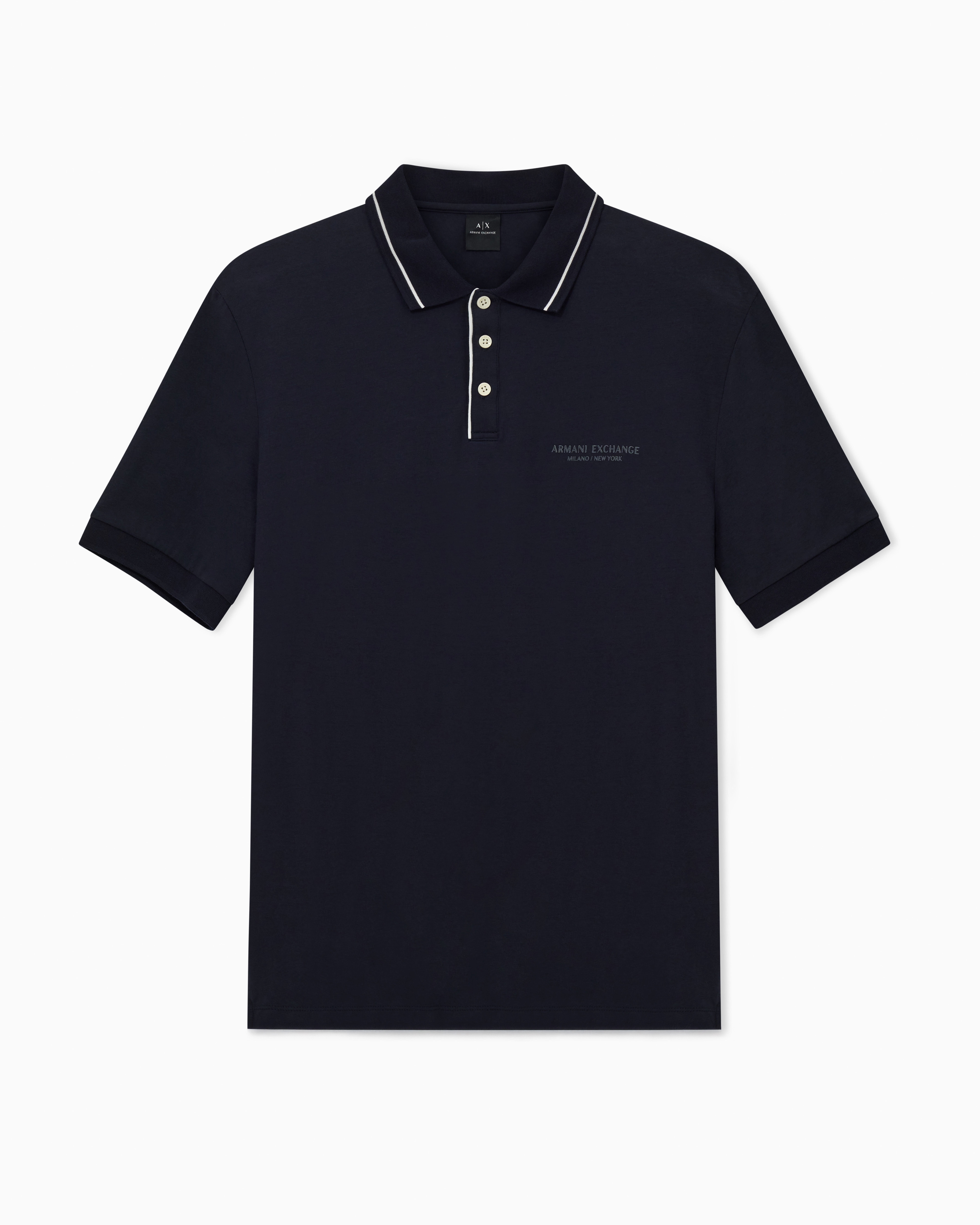 Armani Exchange Navy Blue Regular Fit Polo In Stretch Cotton Jersey