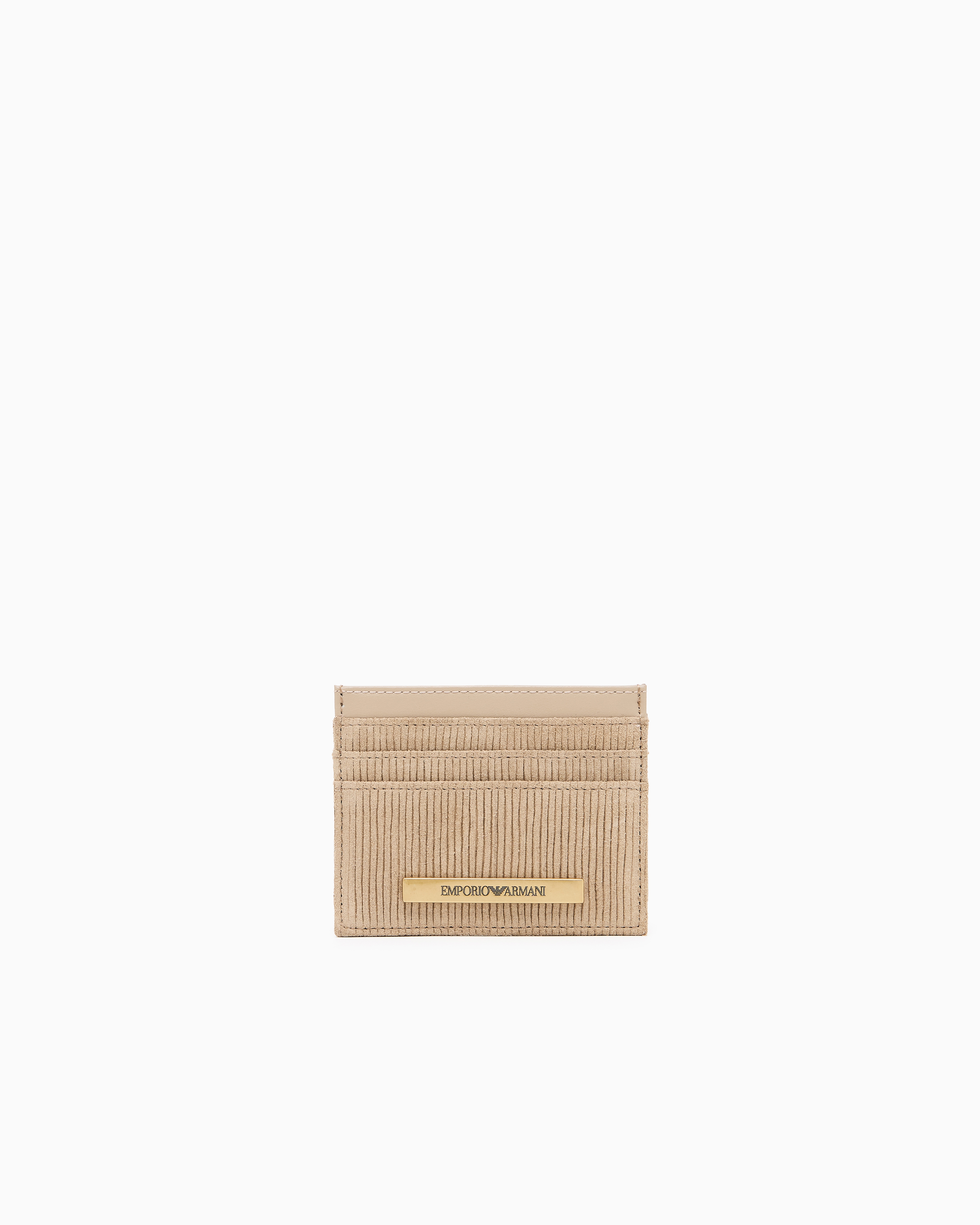 Emporio Armani Grey Embossed Suede Card Holder