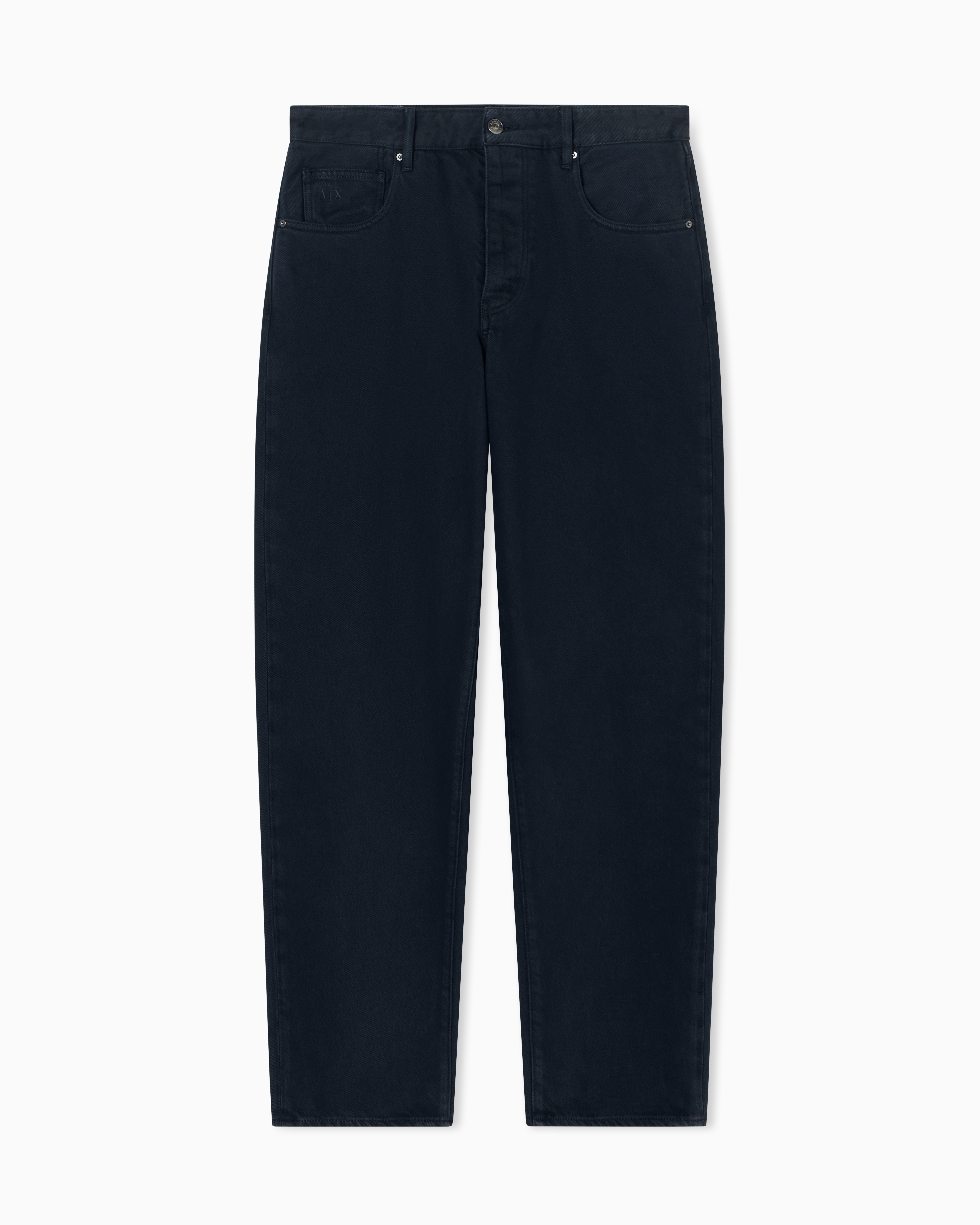Armani Exchange Navy Blue Loose Fit Jeans In Cotton Bull Denim