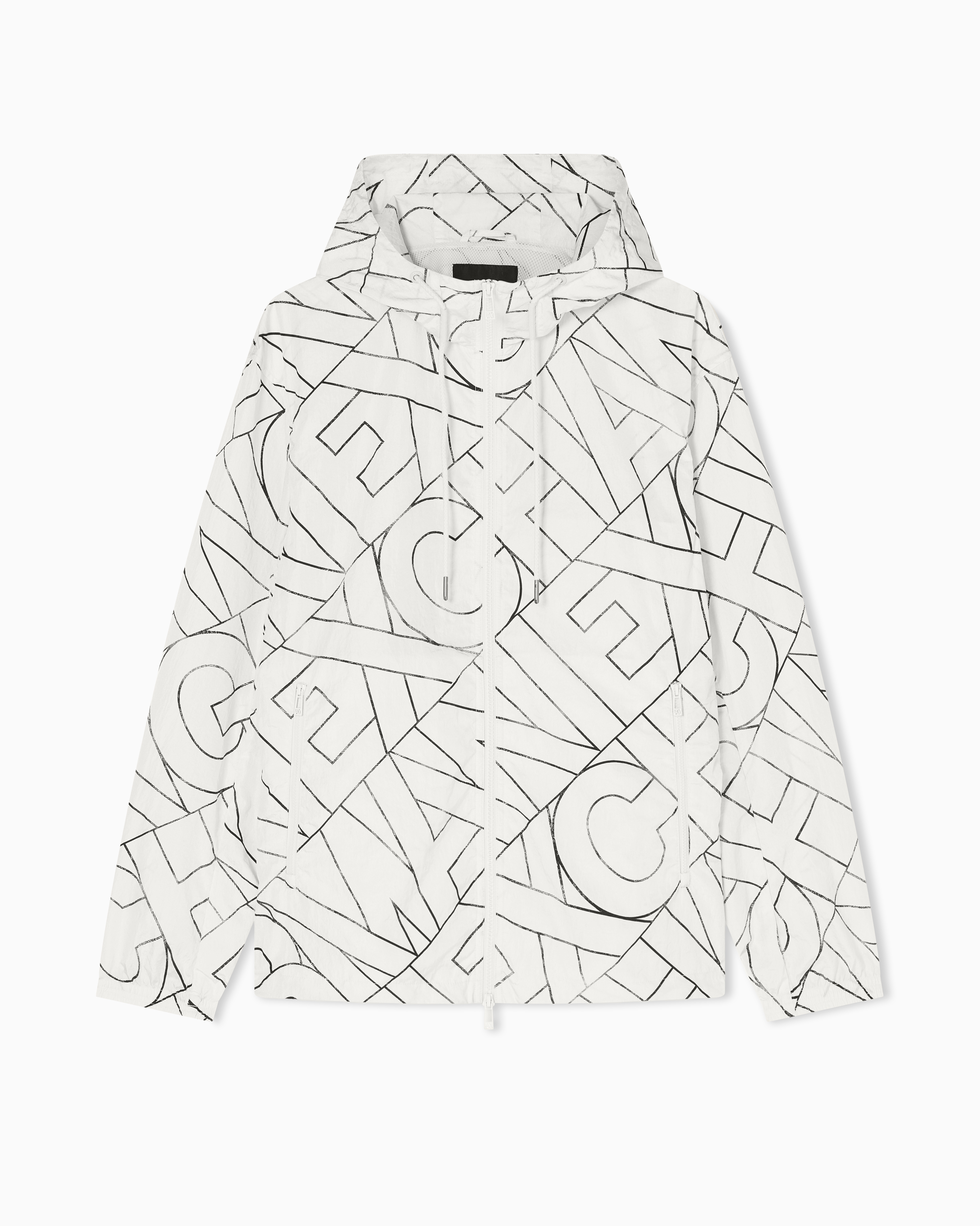 Armani Exchange White Ultralight Windbreaker In Technical Nylon