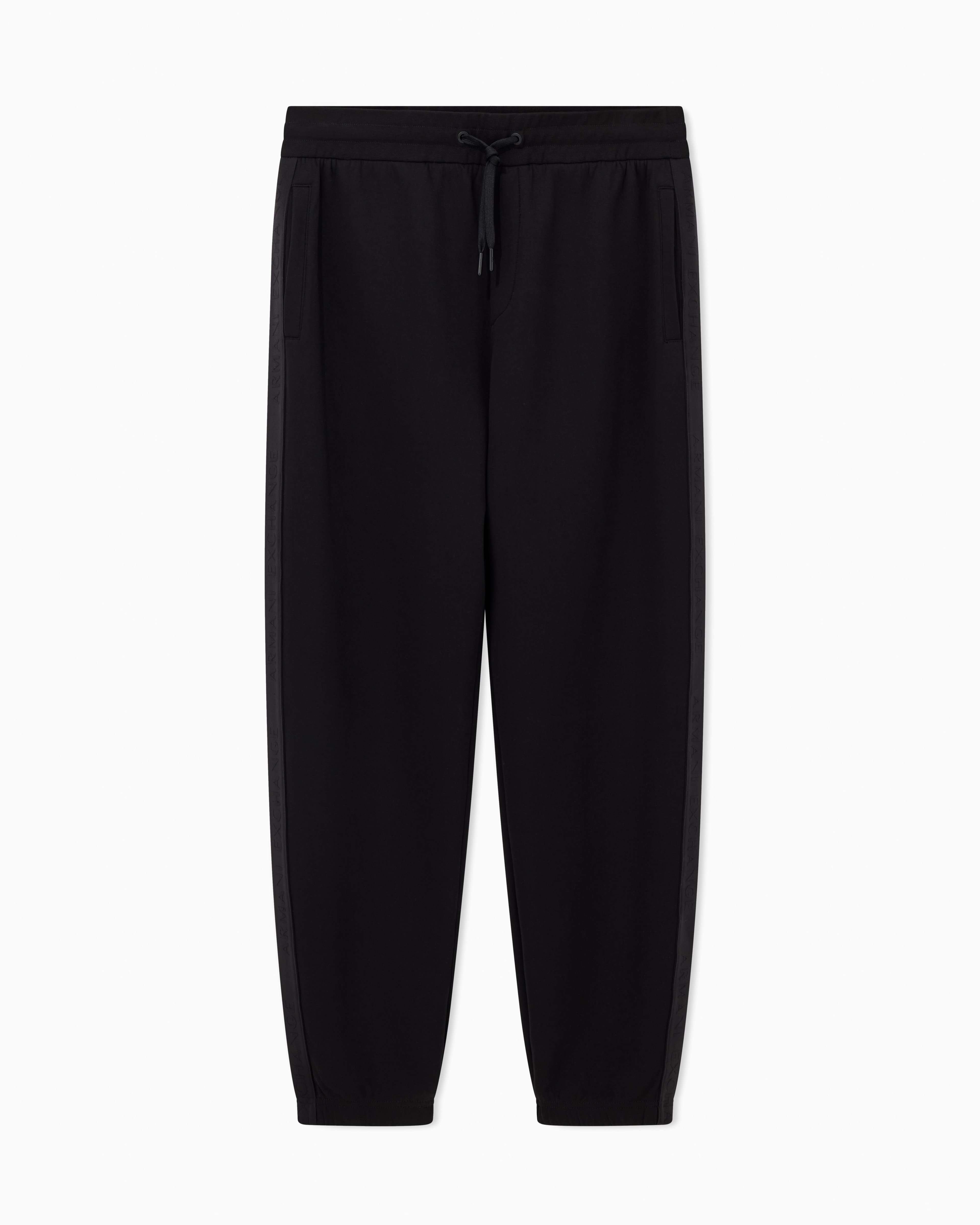 Armani Exchange - Jogger Pants Logo Stripes, Man, Black, Size: