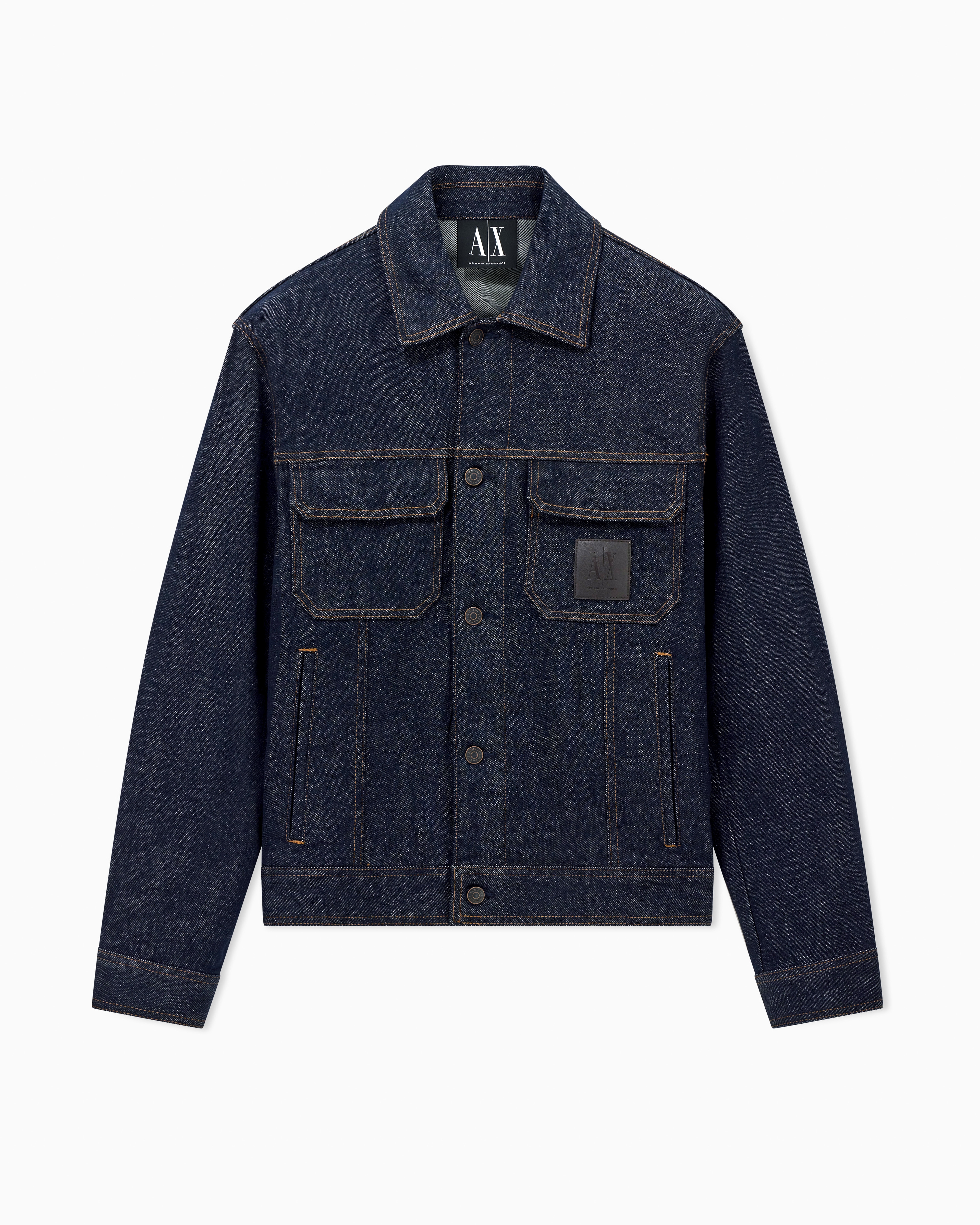 Armani Exchange - Denim Jackets, Man, Blue, Size: