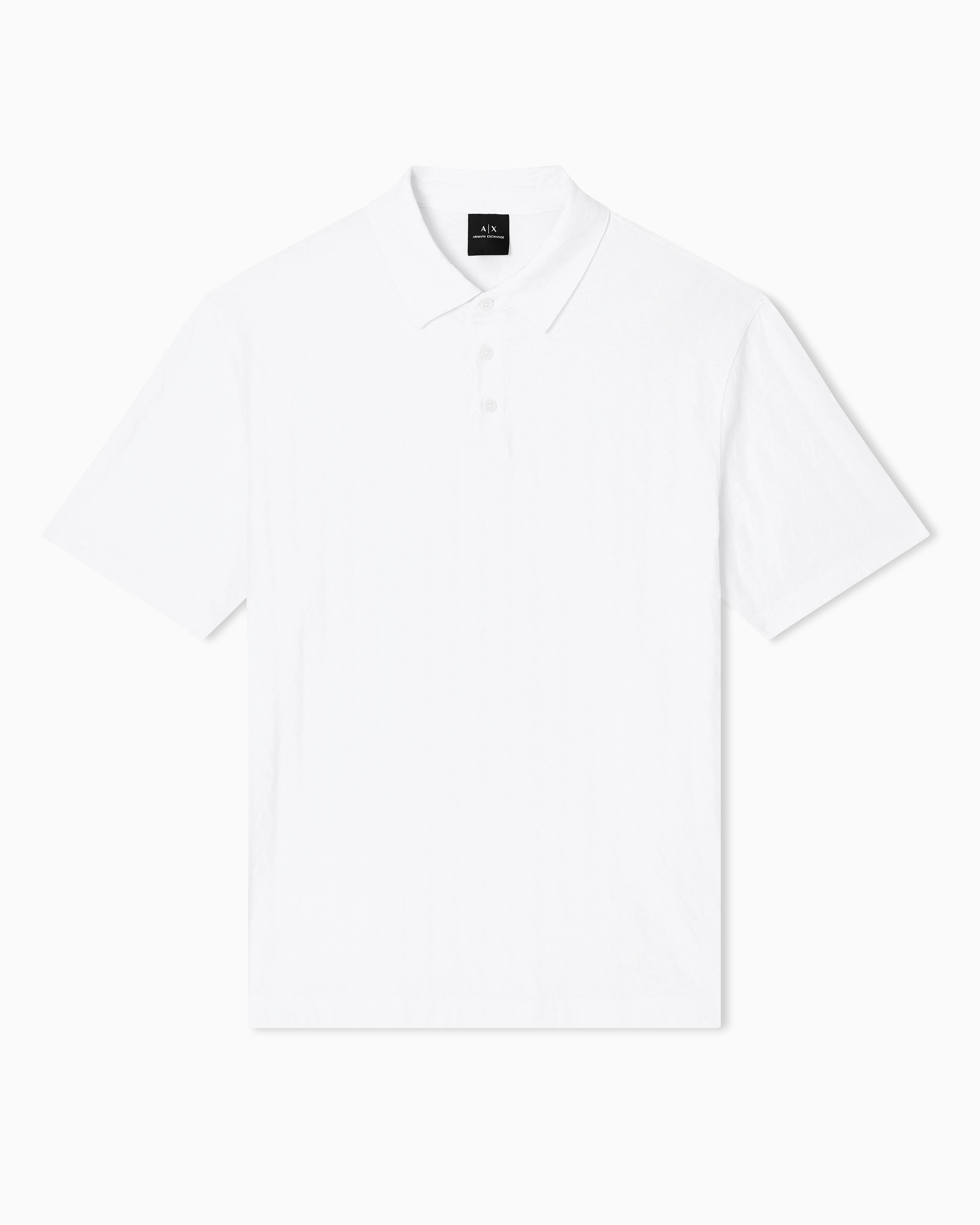 Armani Exchange White Short Sleeve Jacquard Cotton Polo