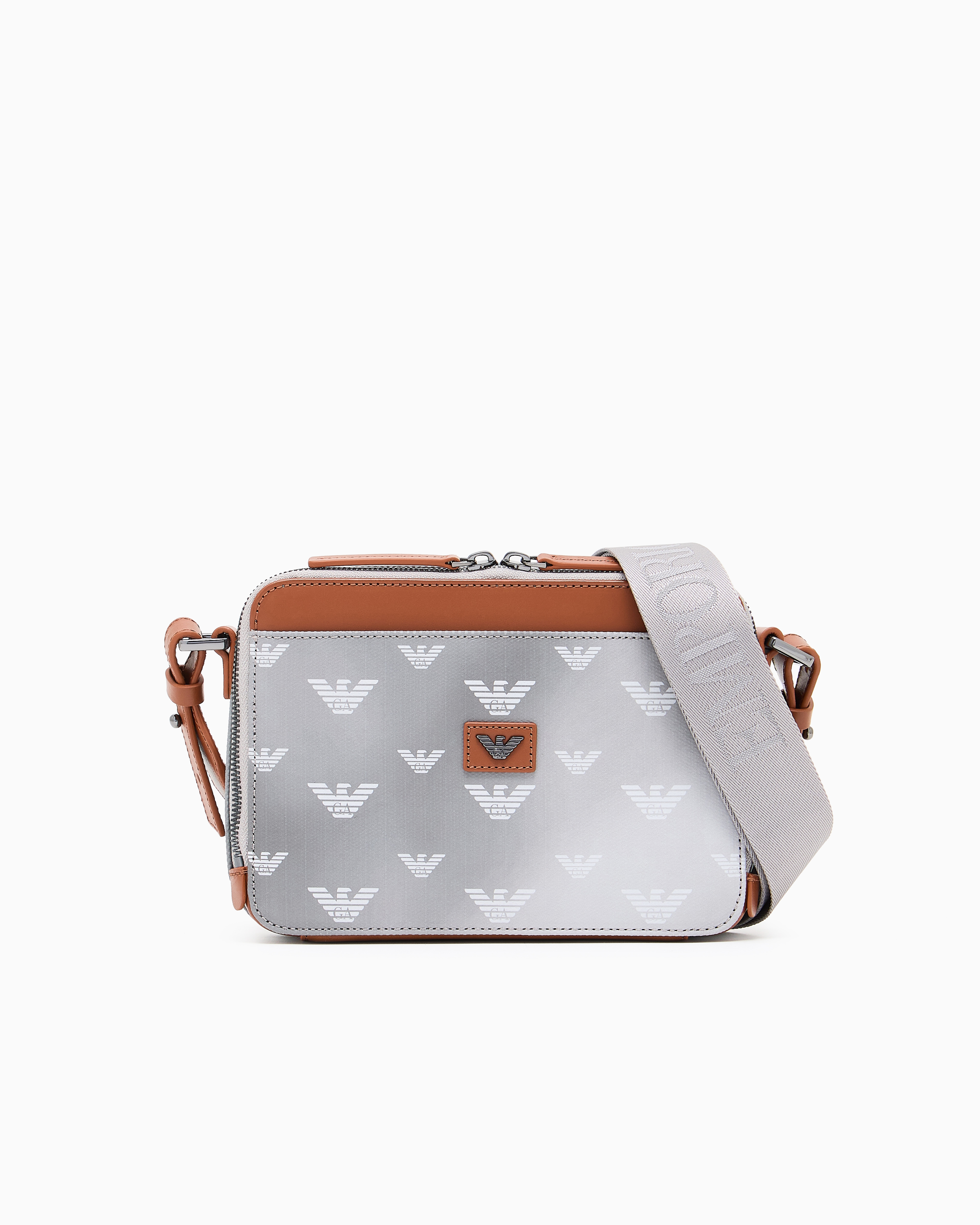 Emporio Armani Mini Bag In Canvas Spalmato Eagle All Over