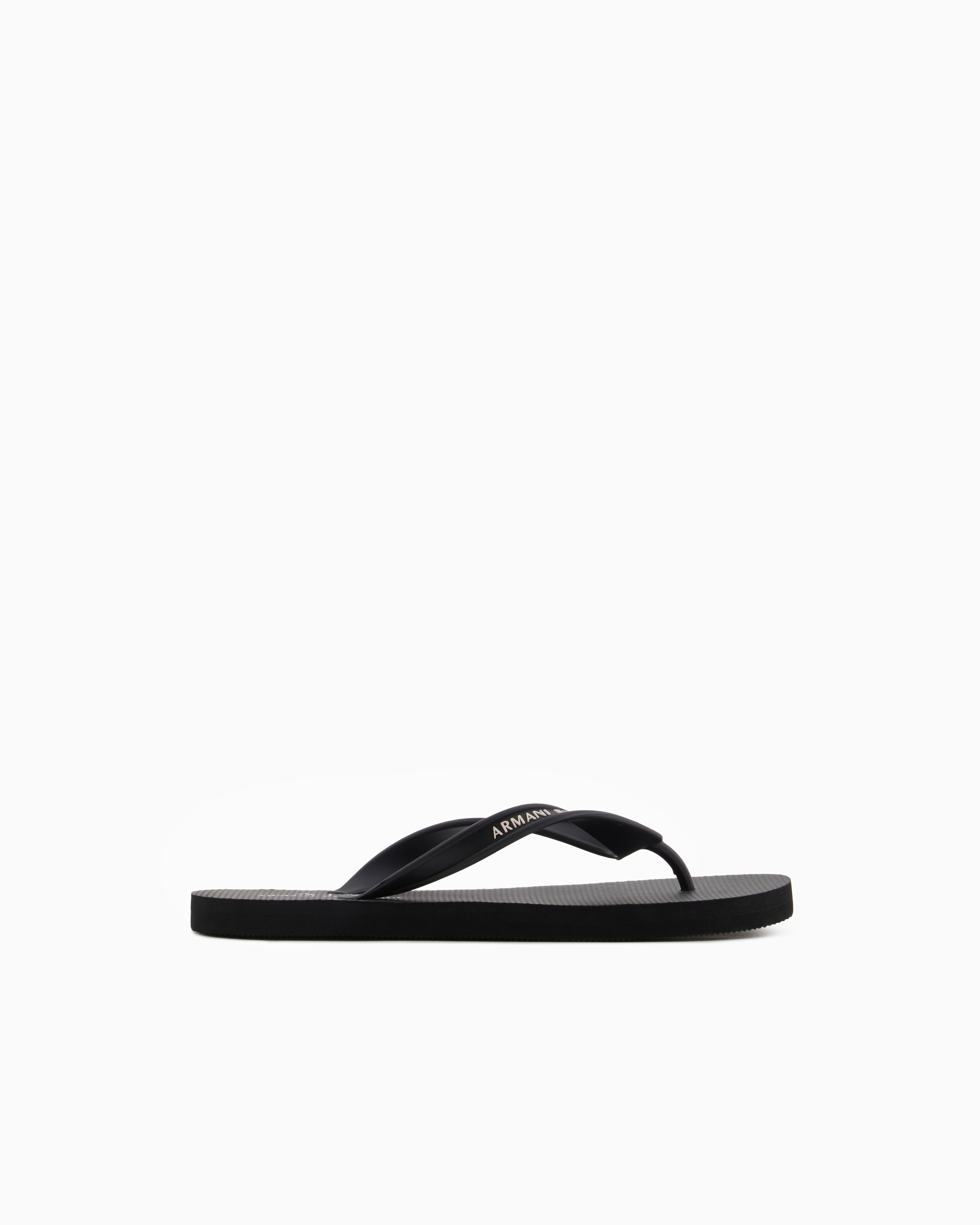 Armani Exchange Black Textured Rubber Flip Flops