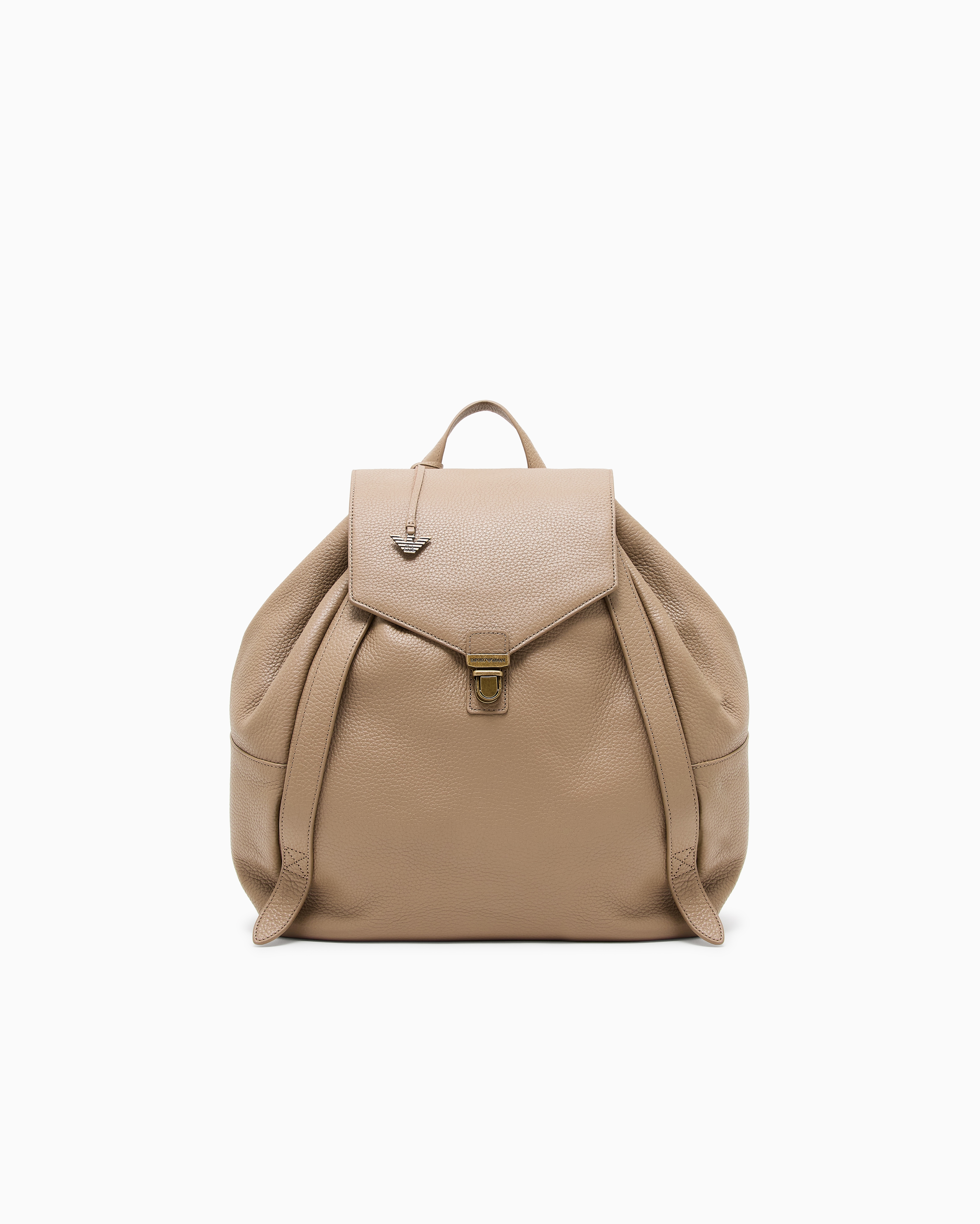 Emporio Armani Brown Icon Pebbled Leather Backpack