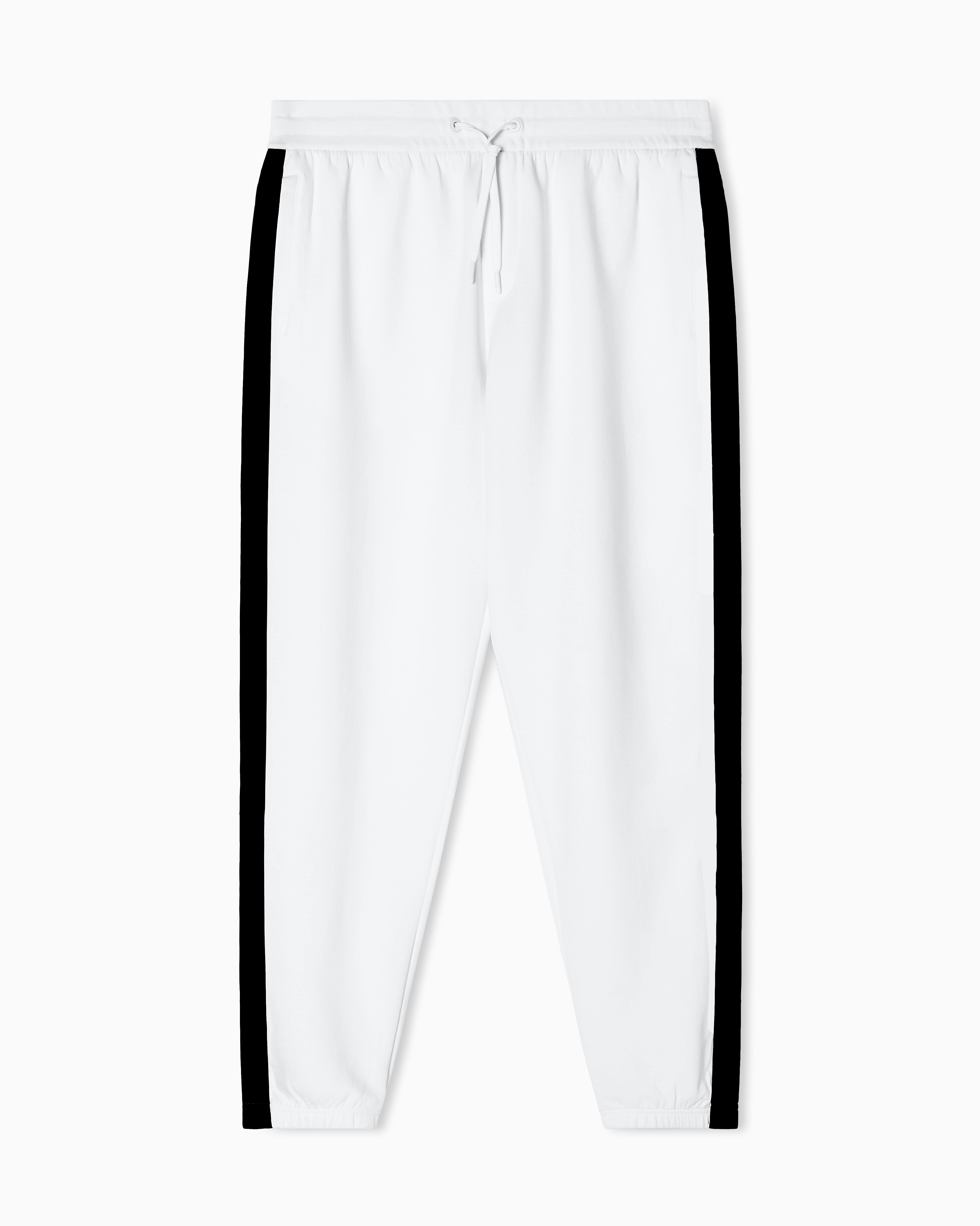 Armani Exchange White Jogger Pants Logo Stripes