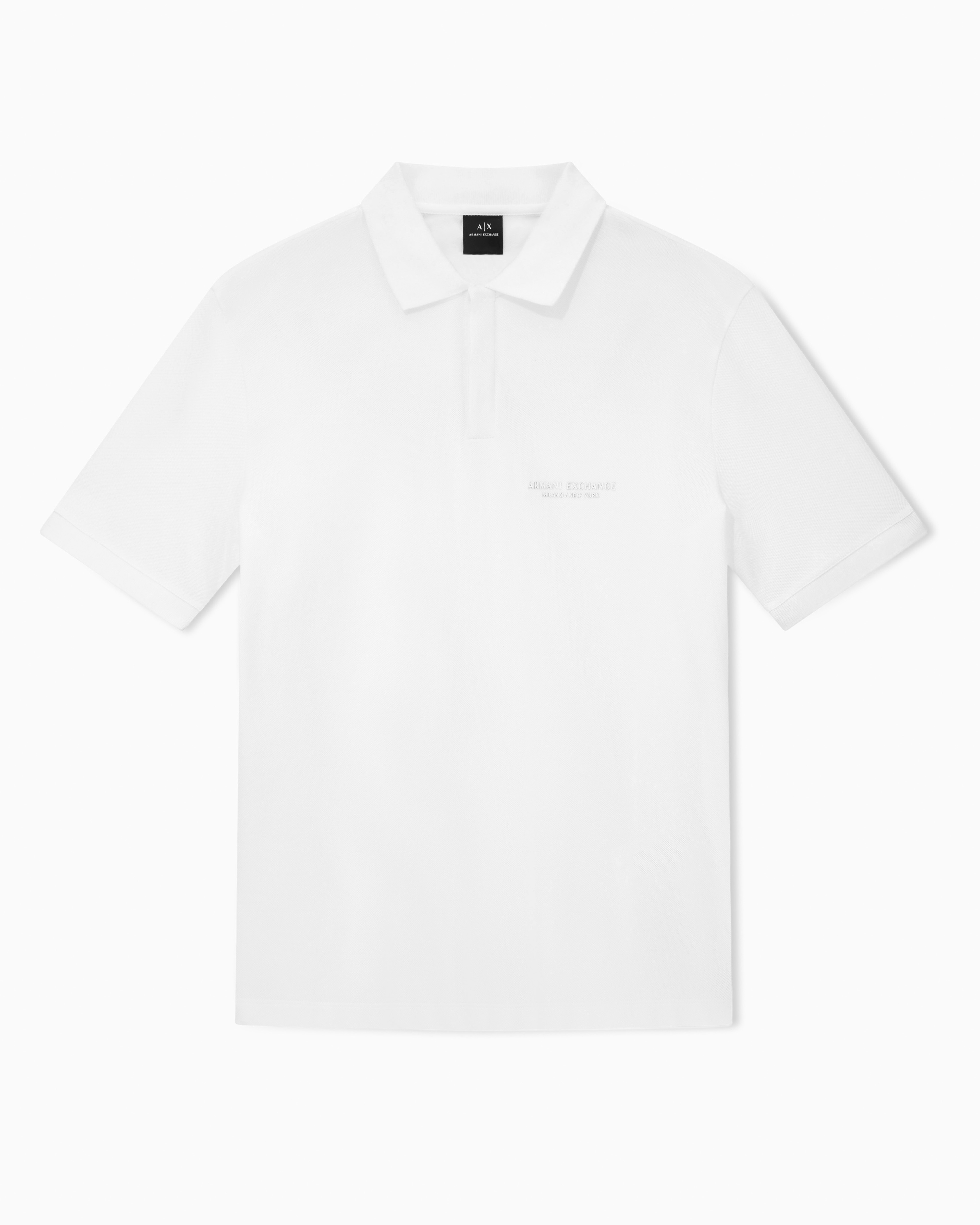 Armani Exchange White Regular Fit Polo Shirt With Tone-On-Tone Logo