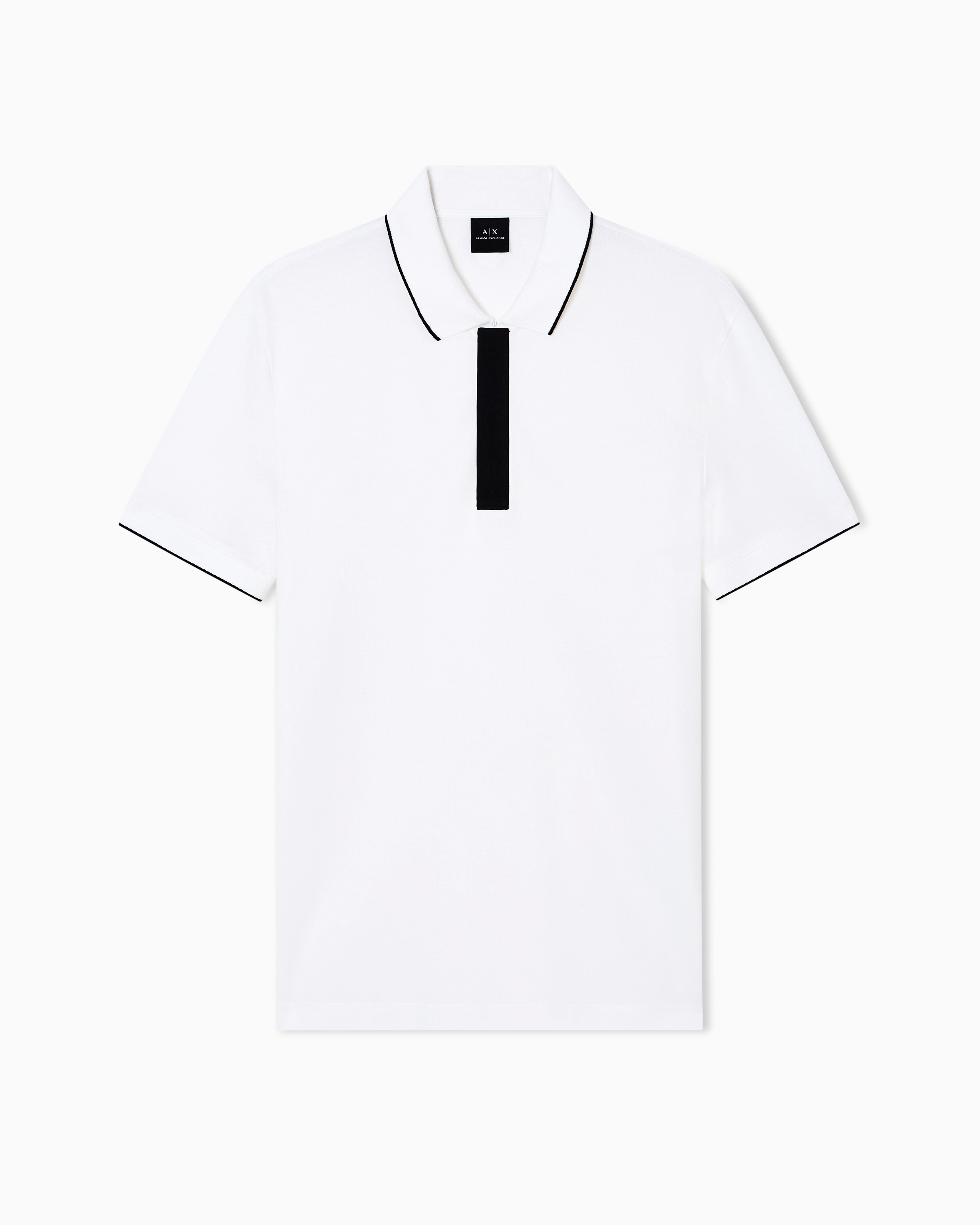 Armani Exchange White Slim Fit Polo With Button Insert