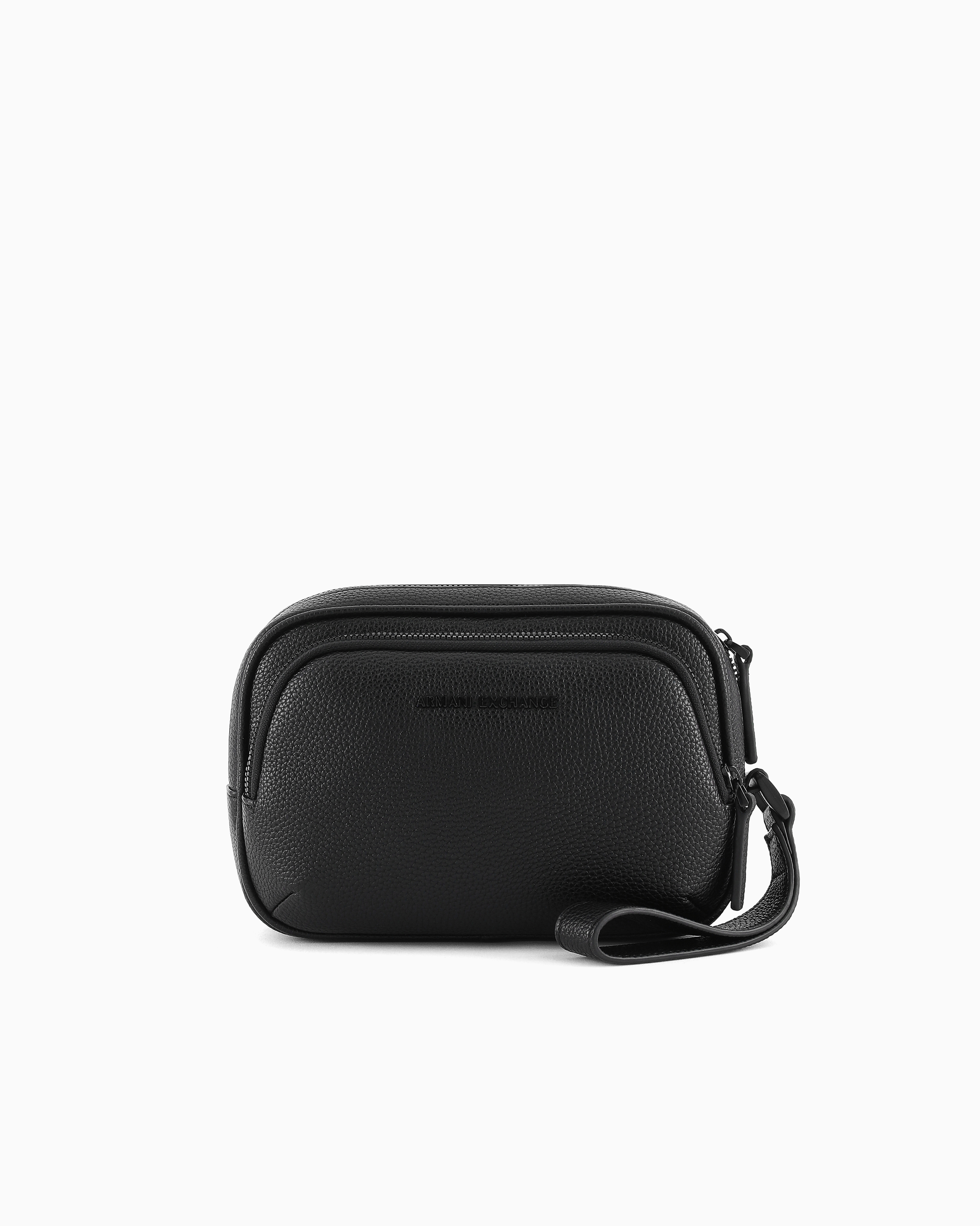 Armani Exchange Black Clutch Bag With Two Compartments And Drawstring