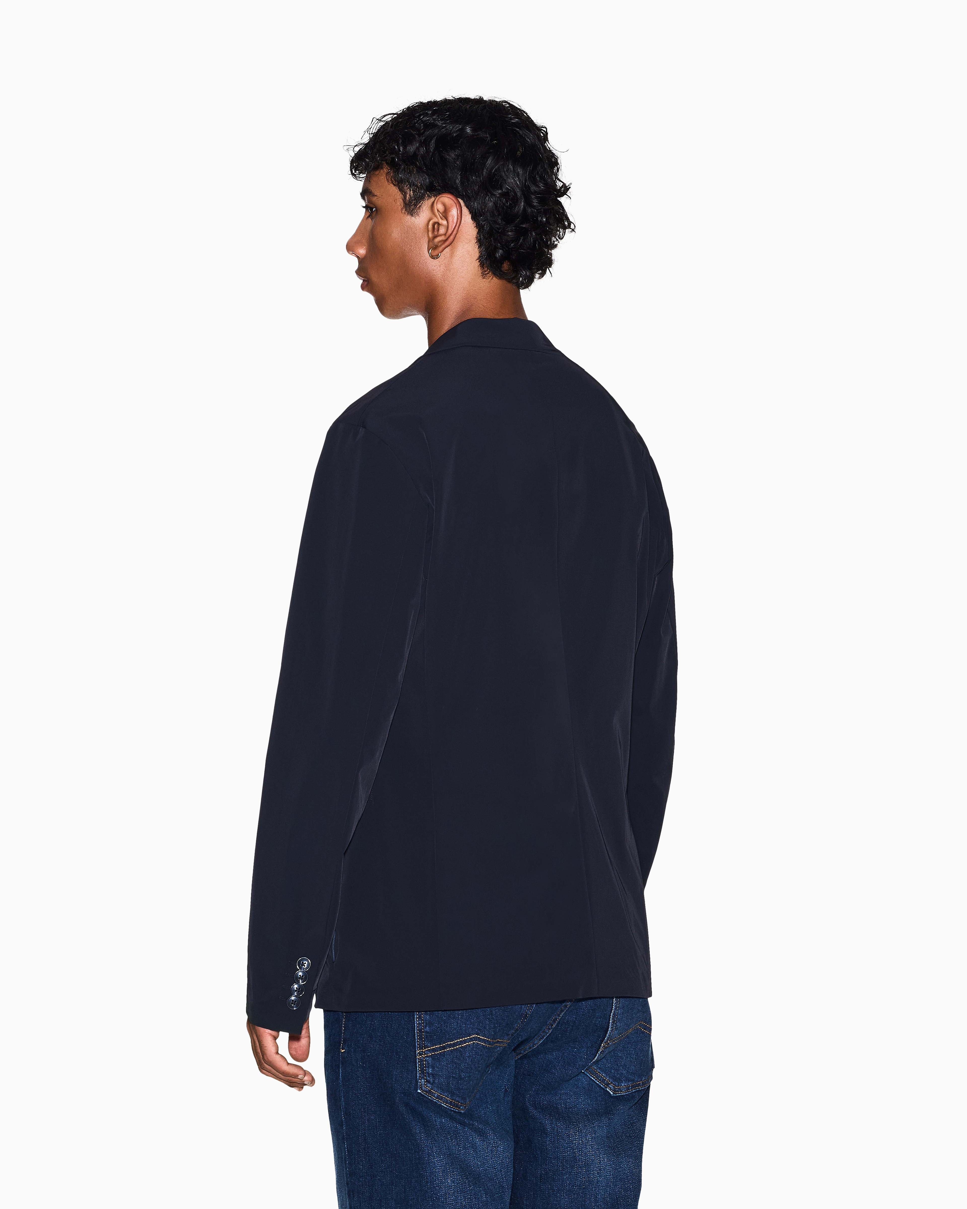 Armani Exchange - Single-breasted jacket ultra-stretch twill, Man, Blue, Size: