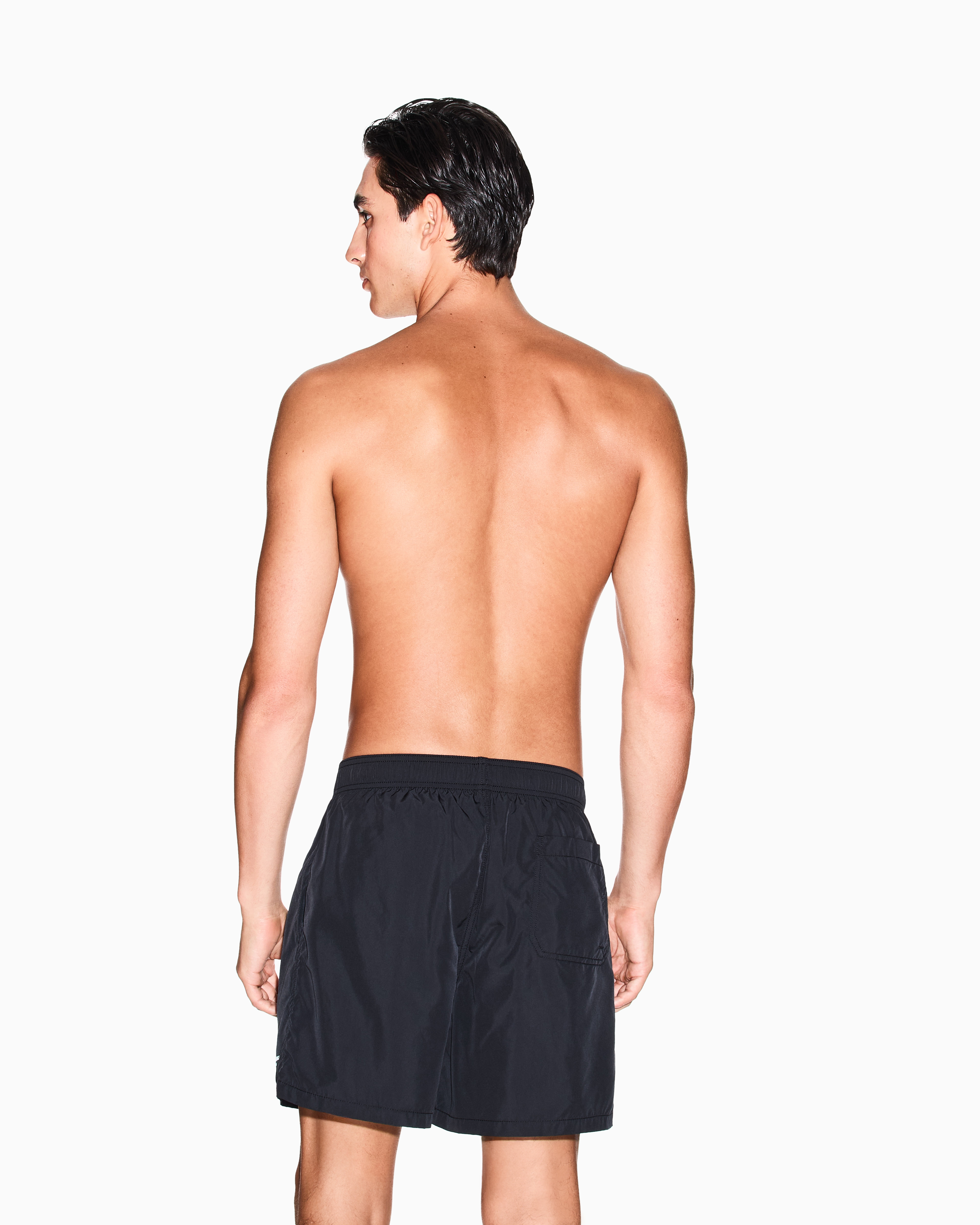 Armani Exchange - LOGO PRINT BOXER SWIM TRUNKS, Man, Black, Size: