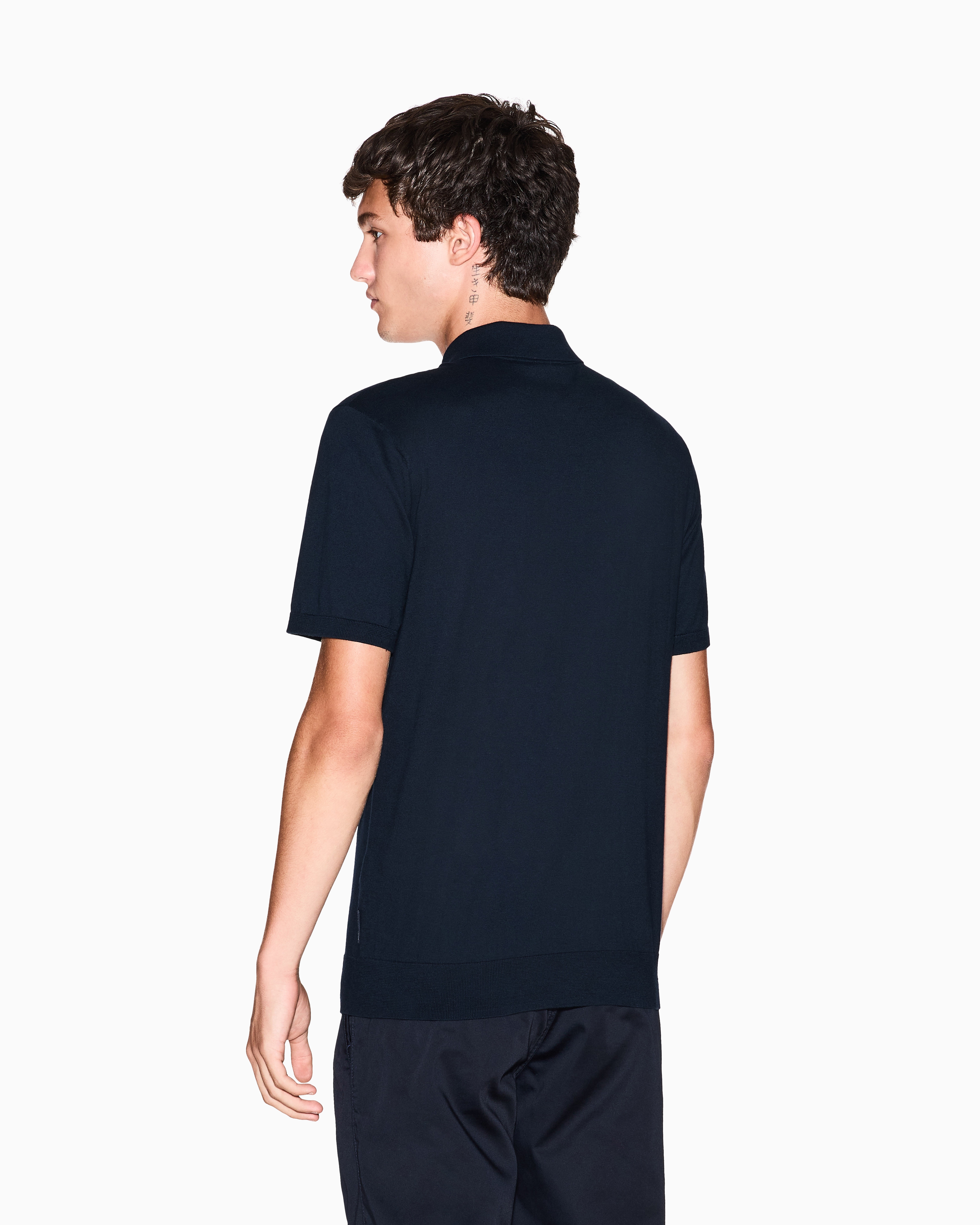 Armani Exchange - Pique polo shirt with contrasting details, Man, Navy Blue, Size: