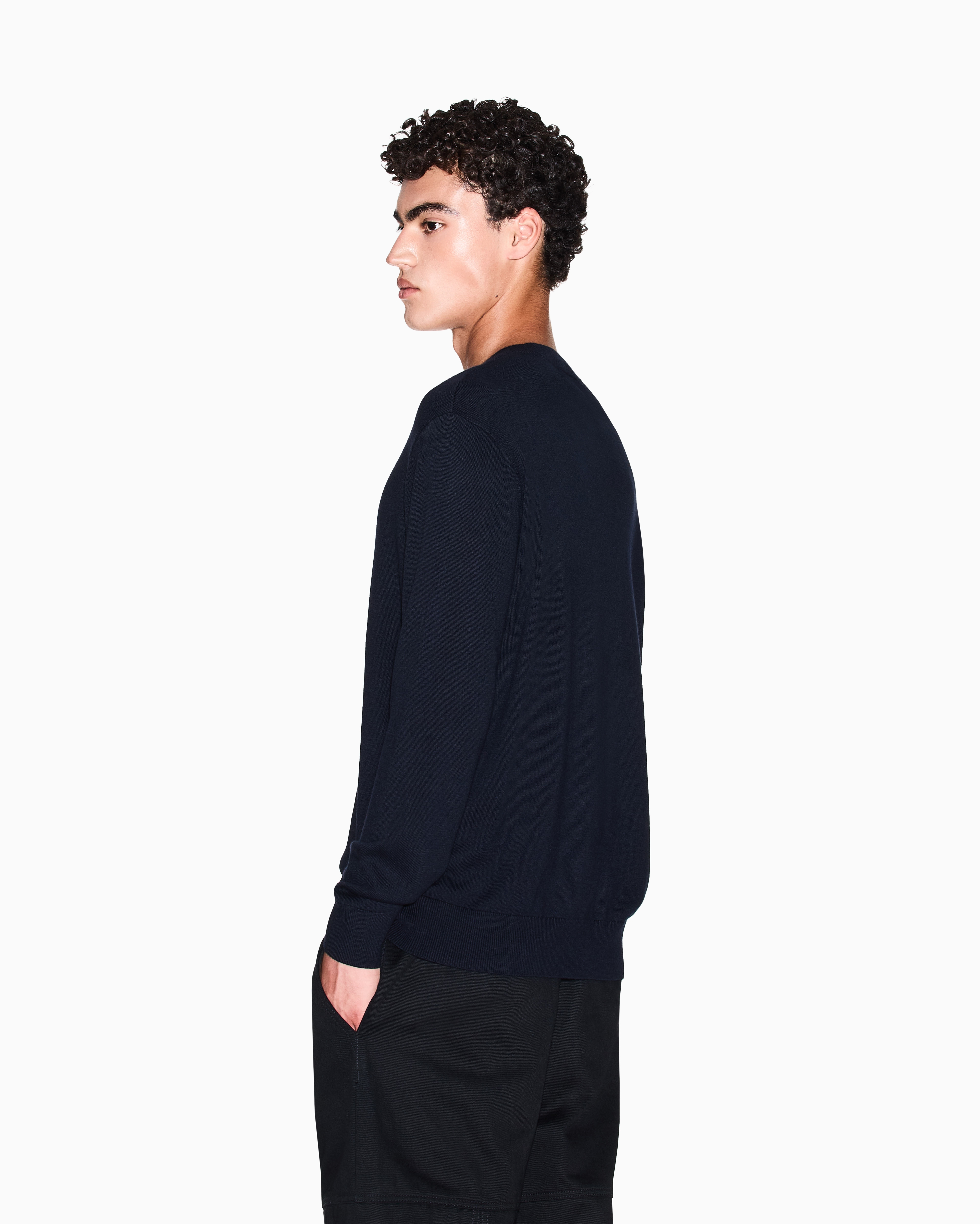 Cotton Blend Crew Neck Sweater