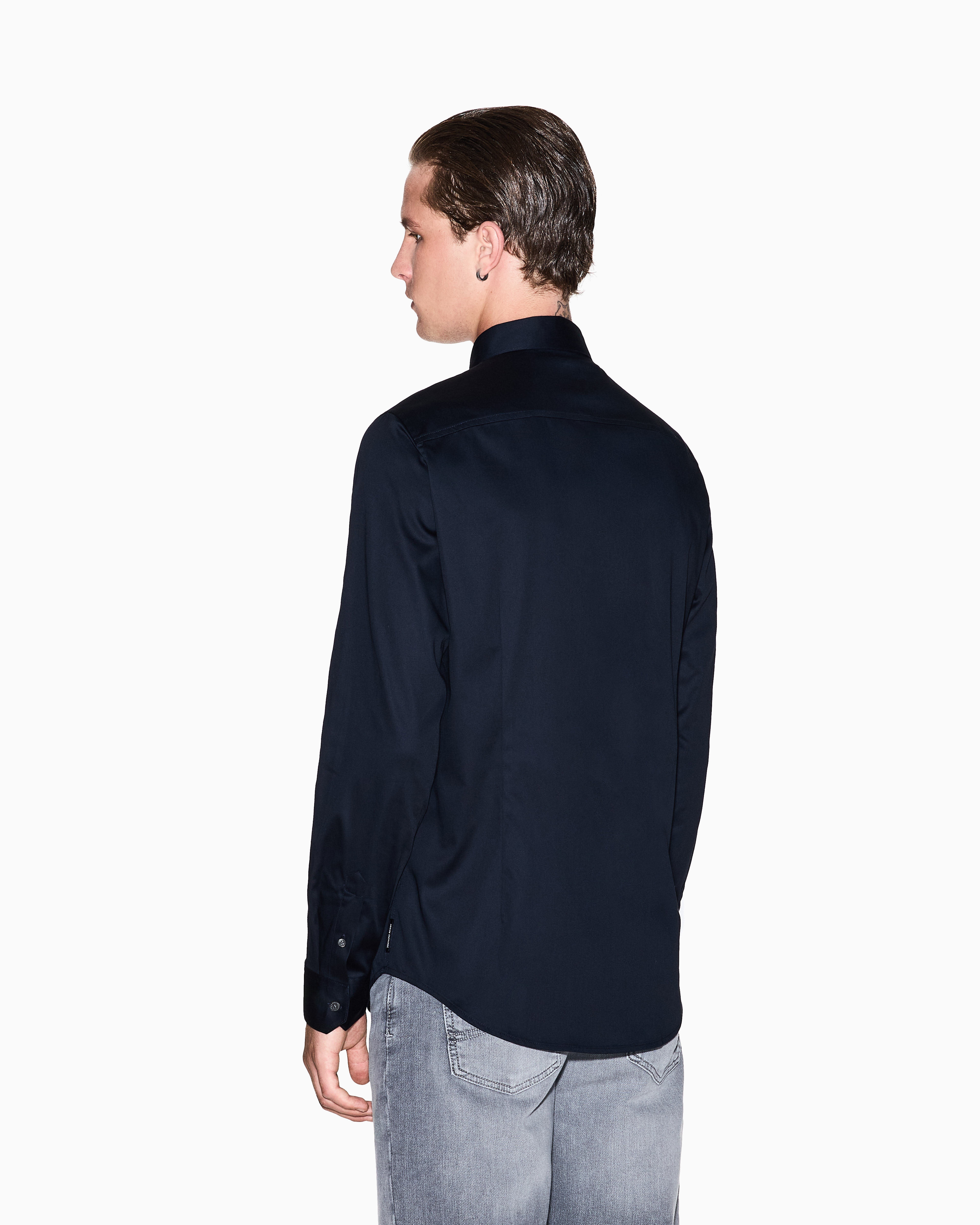 Armani Exchange - Slim fit cotton shirt, Man, Navy Blue, Size: