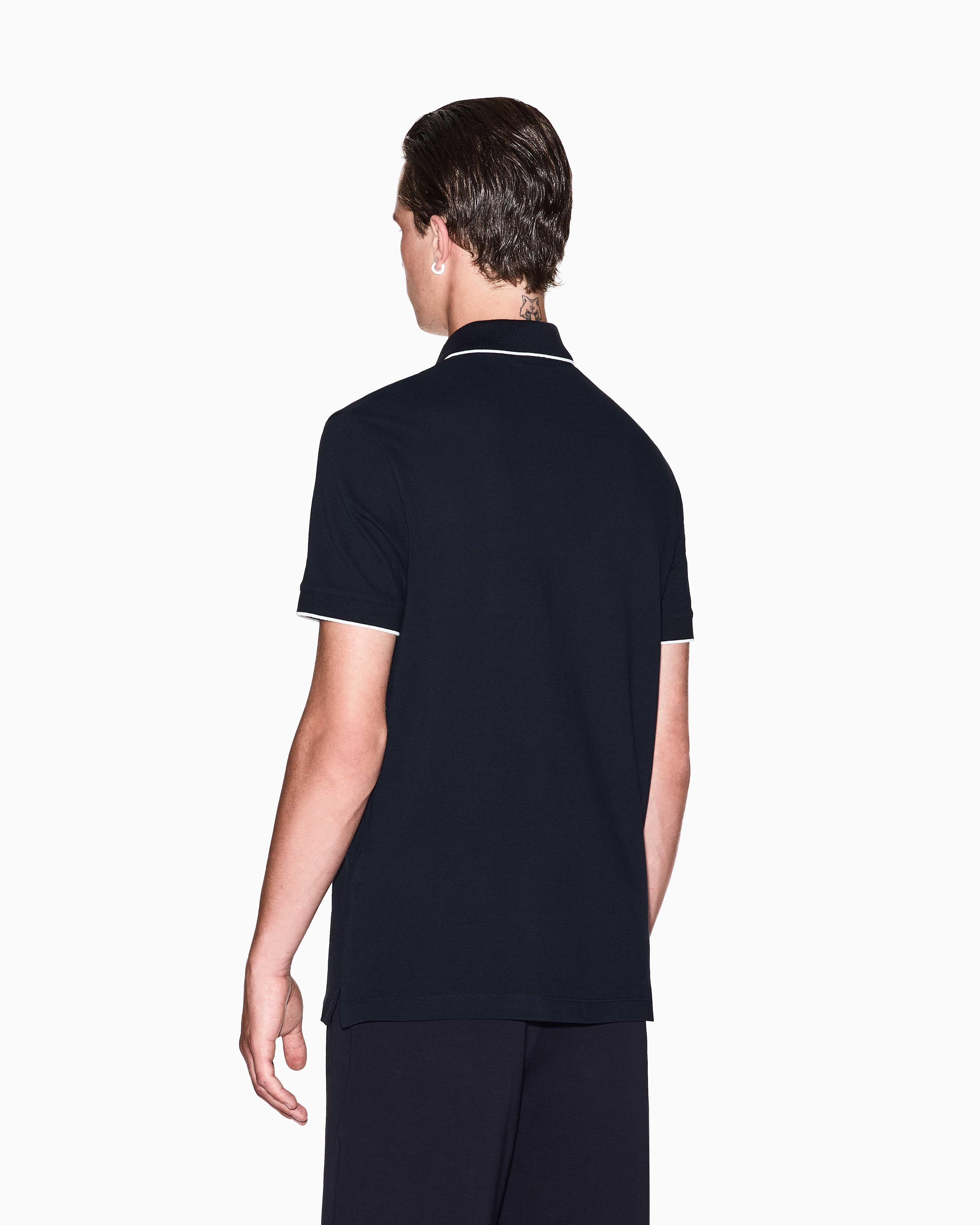 Armani Exchange - Slim fit polo with button insert, Man, Navy Blue, Size: