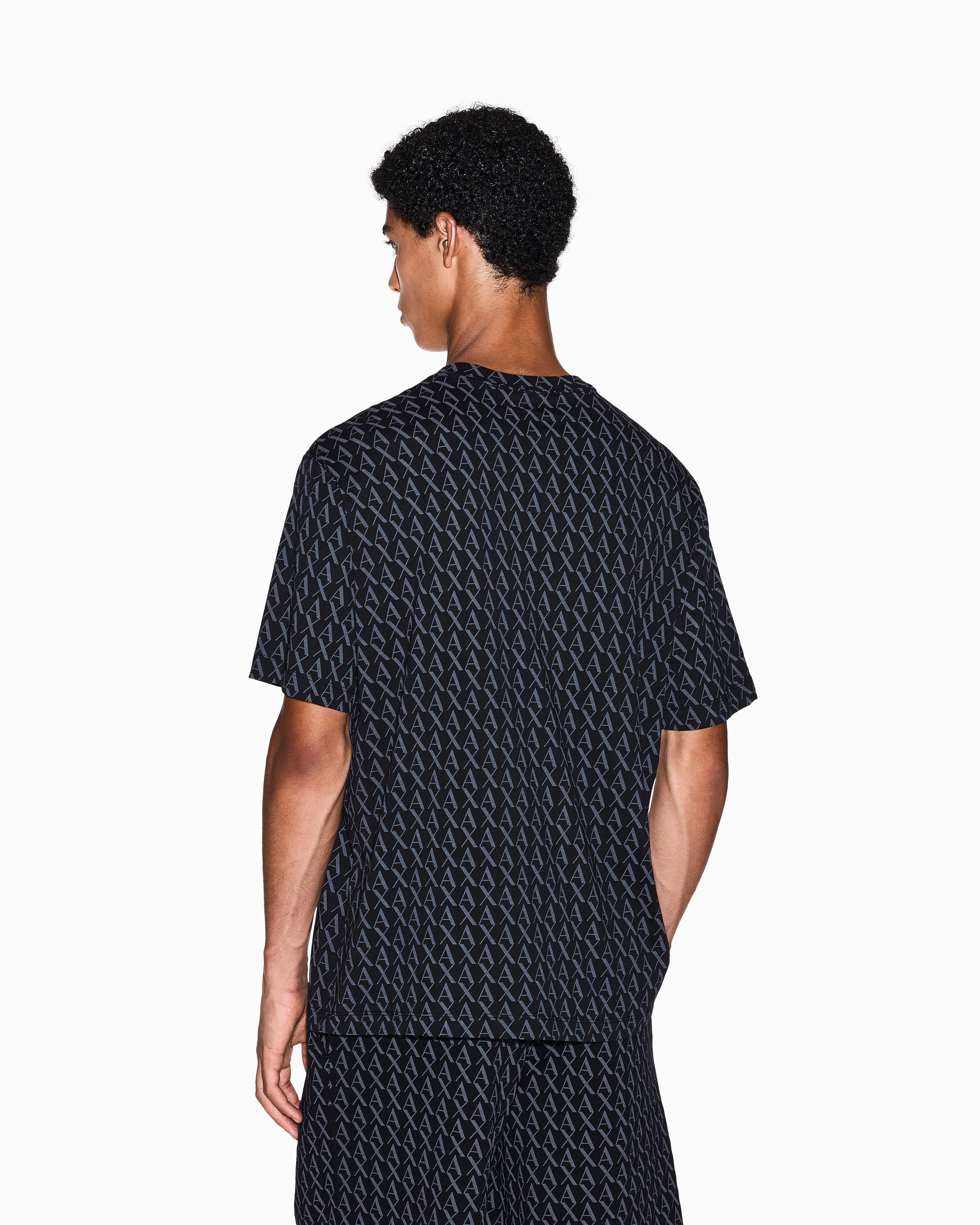 Armani Exchange -  Regular fit monogram logo t-shirt, Man, Black, Size: