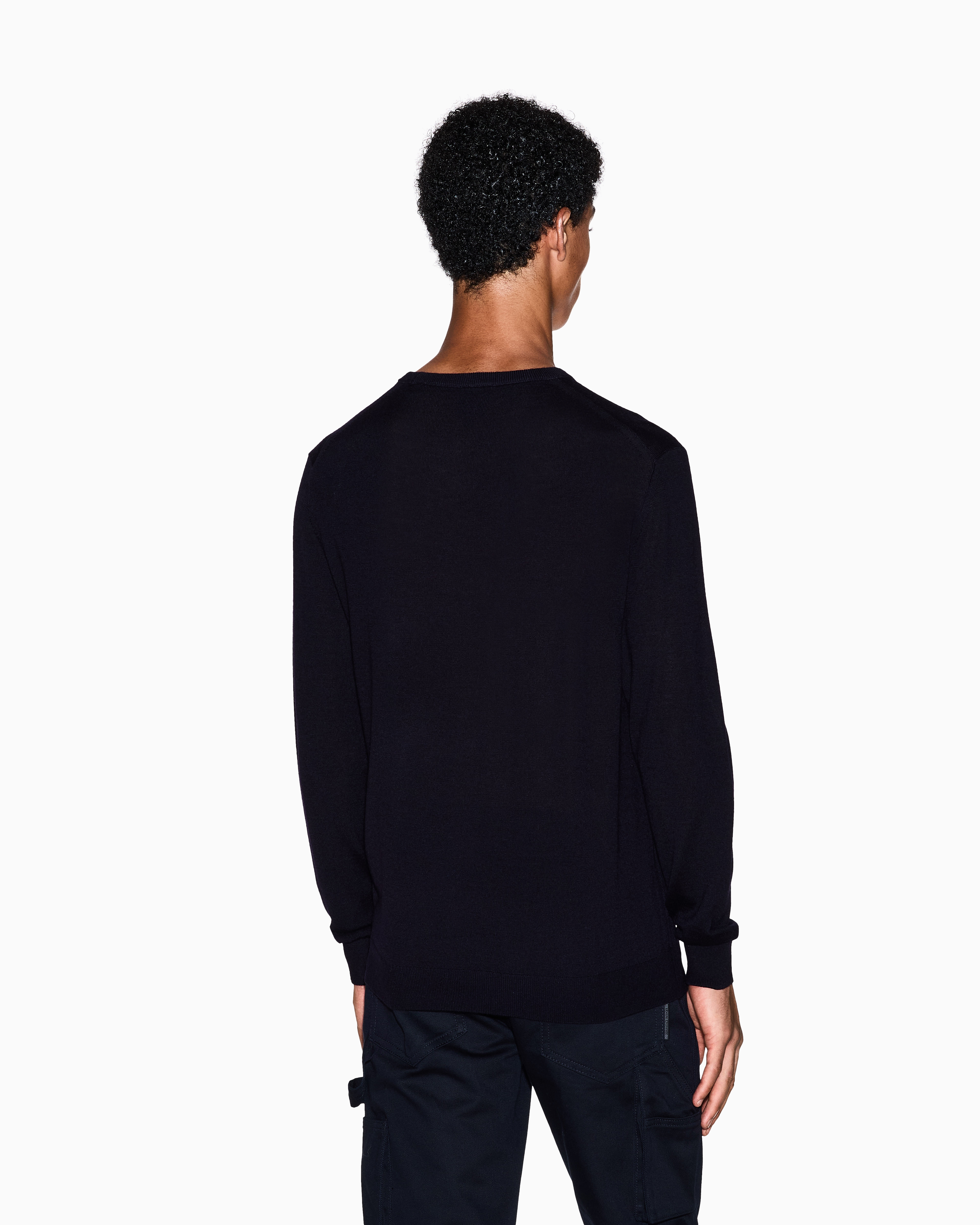 Armani Exchange - Crewneck sweater virgin wool, Man, Navy Blue, Size: