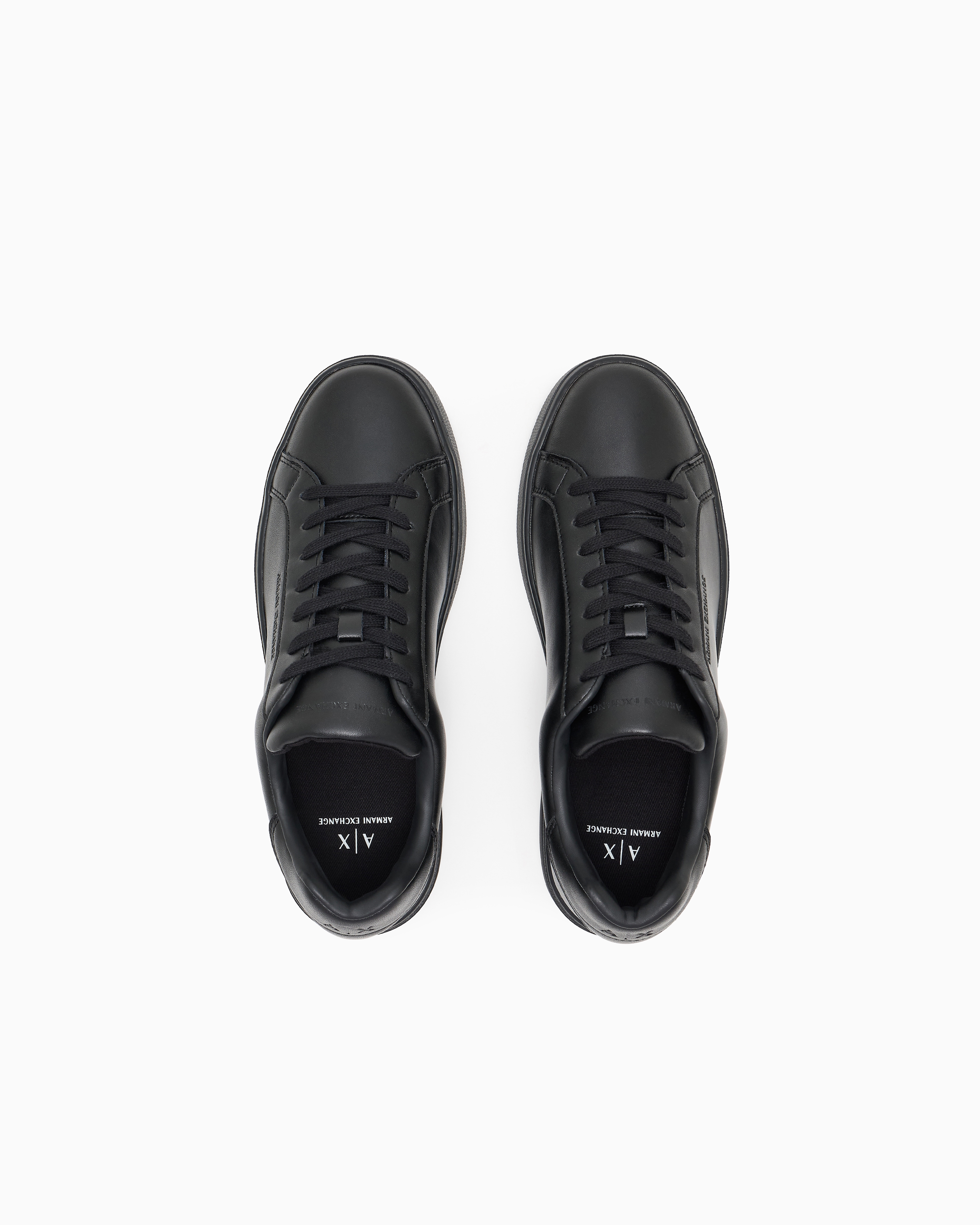 Armani Exchange - Leather sneakers with logo on the sole, Man, Black, Size: