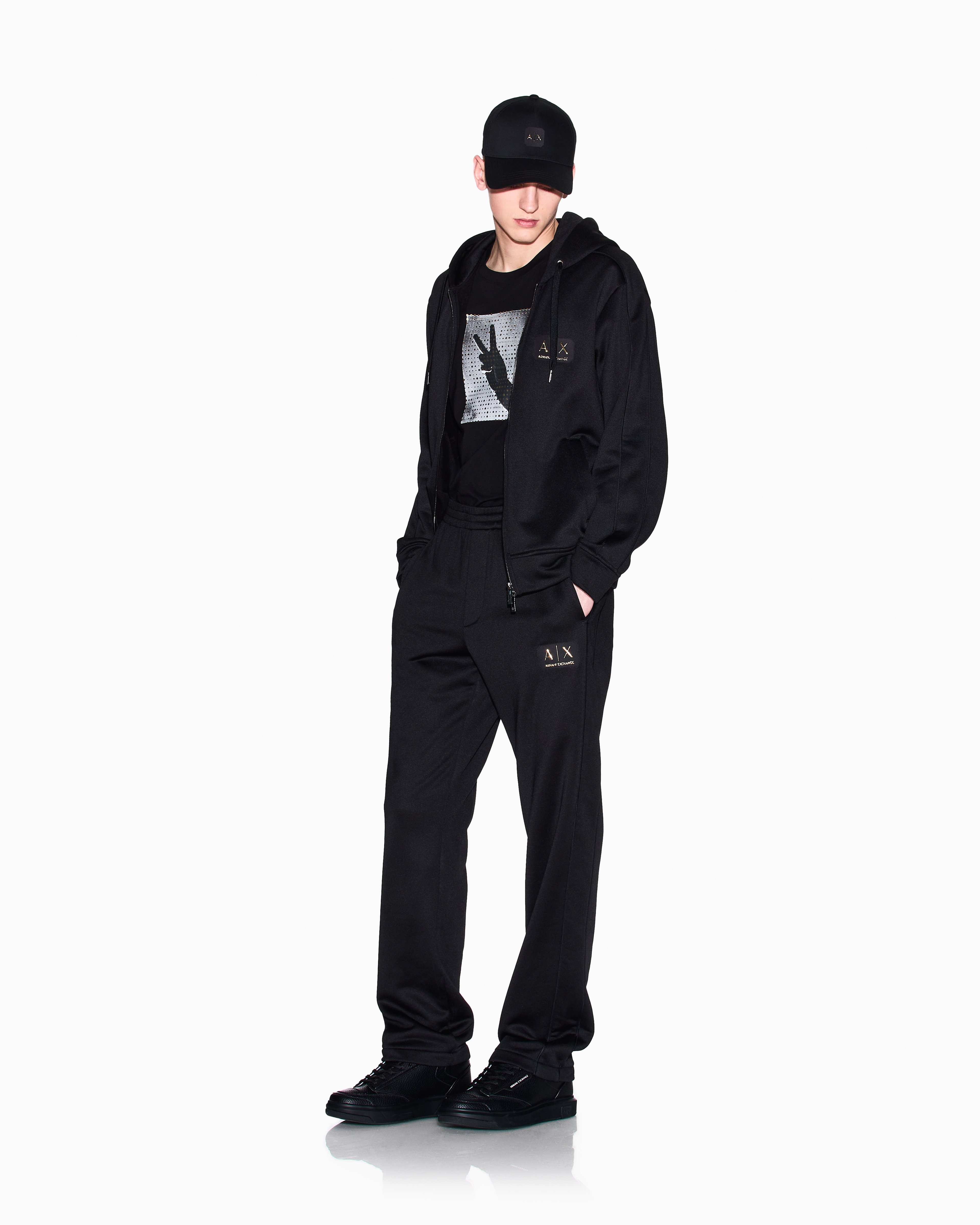 Armani Exchange Zip-up Sweatshirts In Black