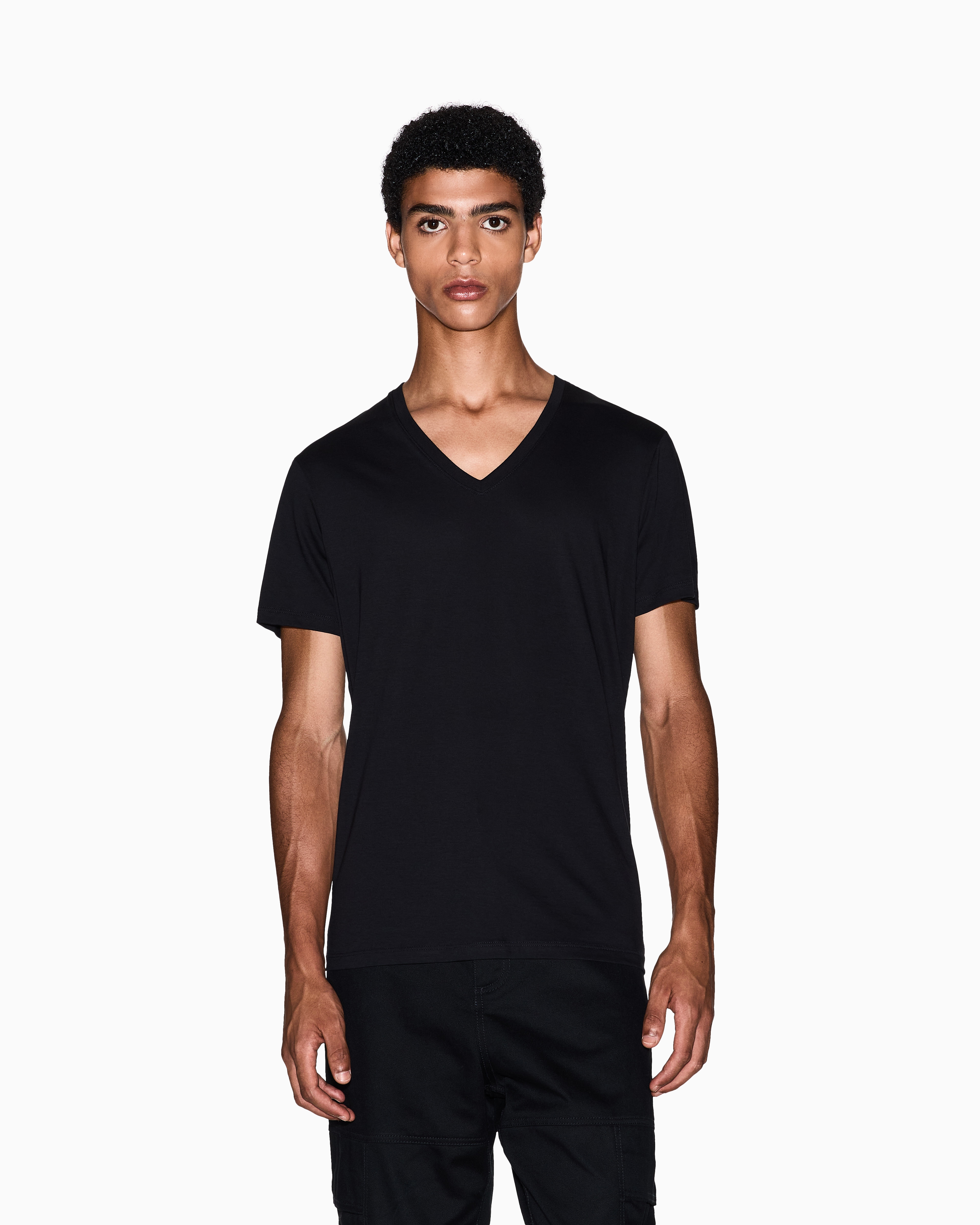 Armani Exchange - Slim fit T-shirt Pima cotton jersey, Man, Black, Size: