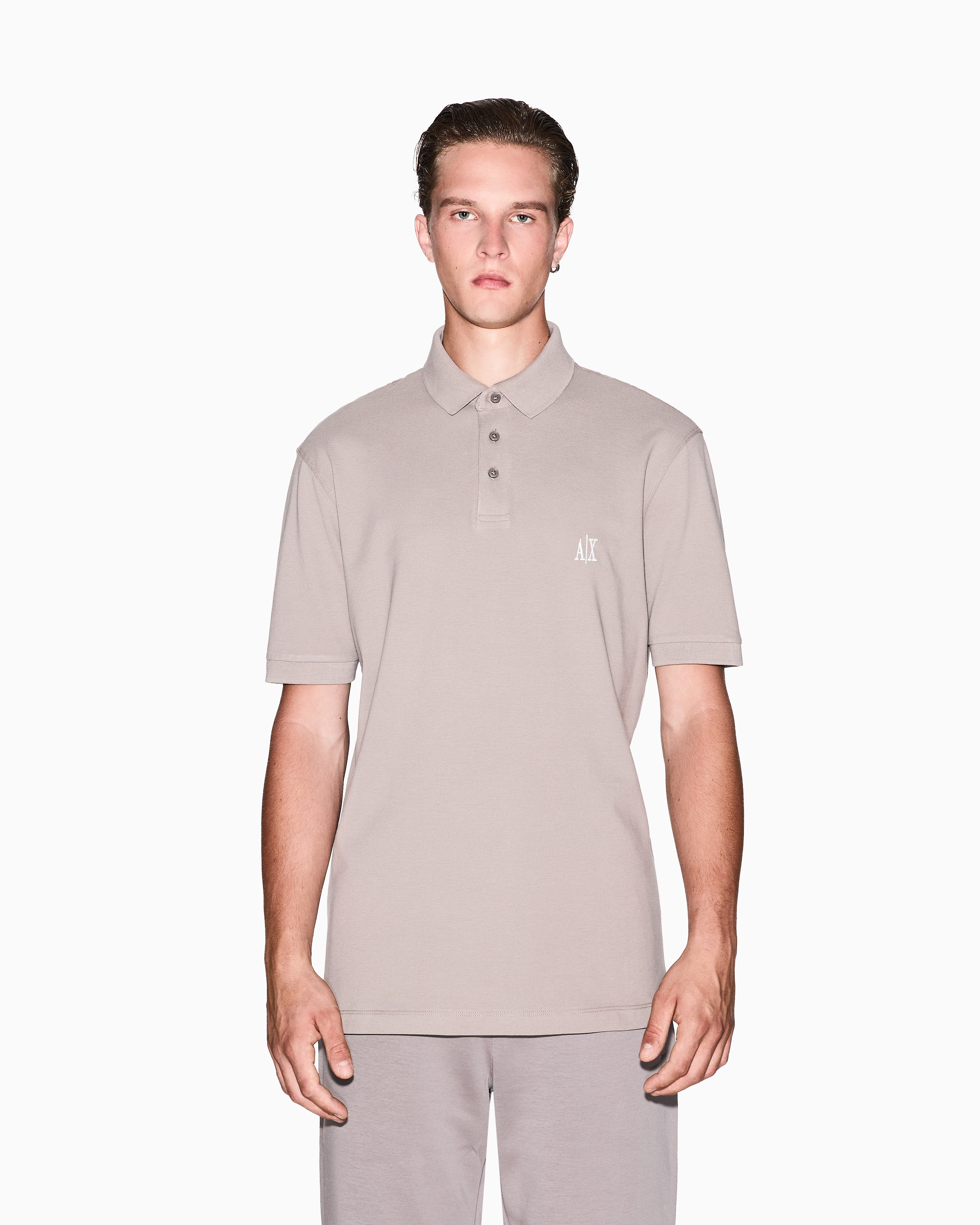 Armani Exchange - Regular fit cotton polo shirt, Man, Beige, Size: