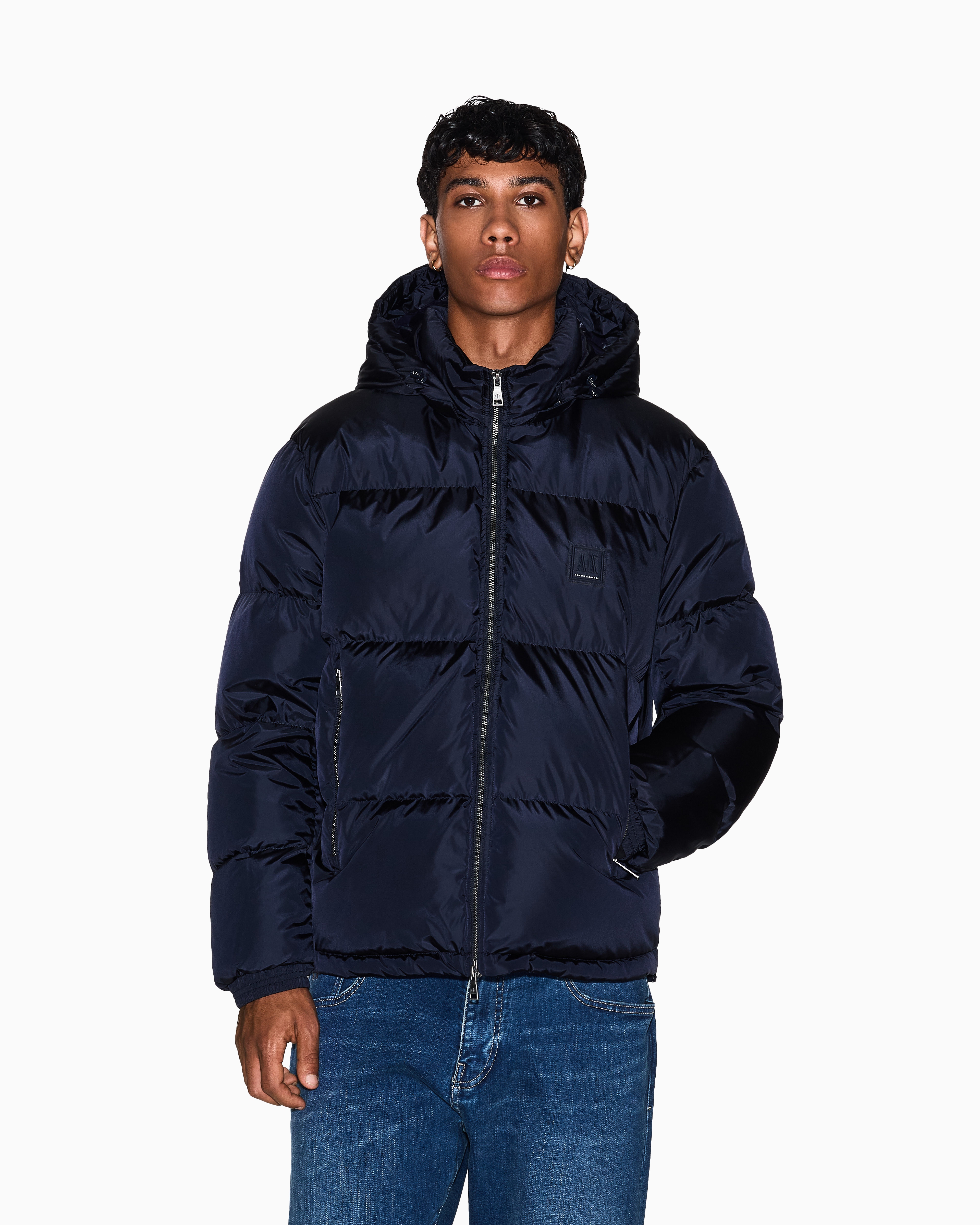 Armani Exchange - Padded jacket with hood, Man, Navy_blue, Size: