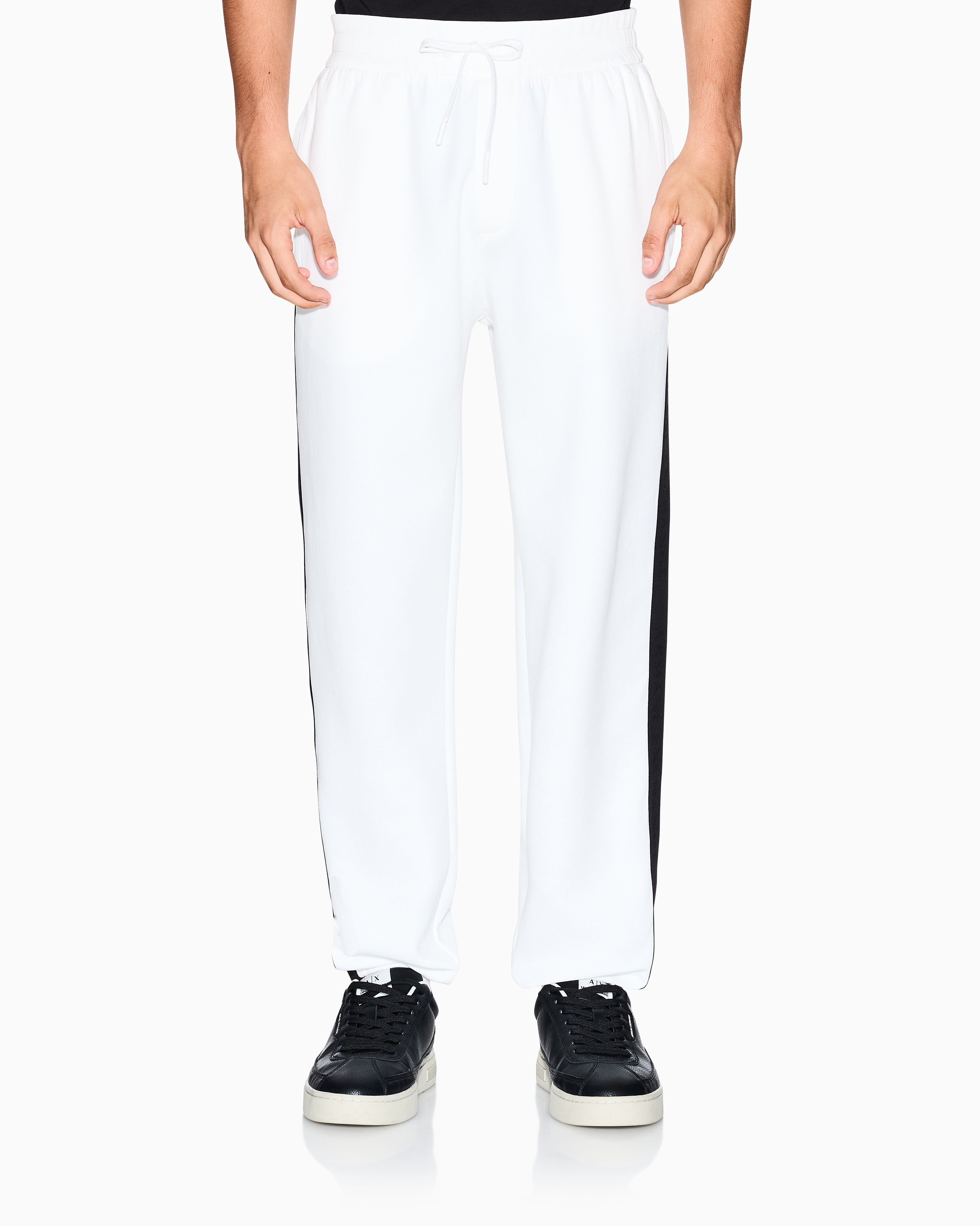 Armani Exchange - Jogger Pants Logo Stripes, Man, White, Size: