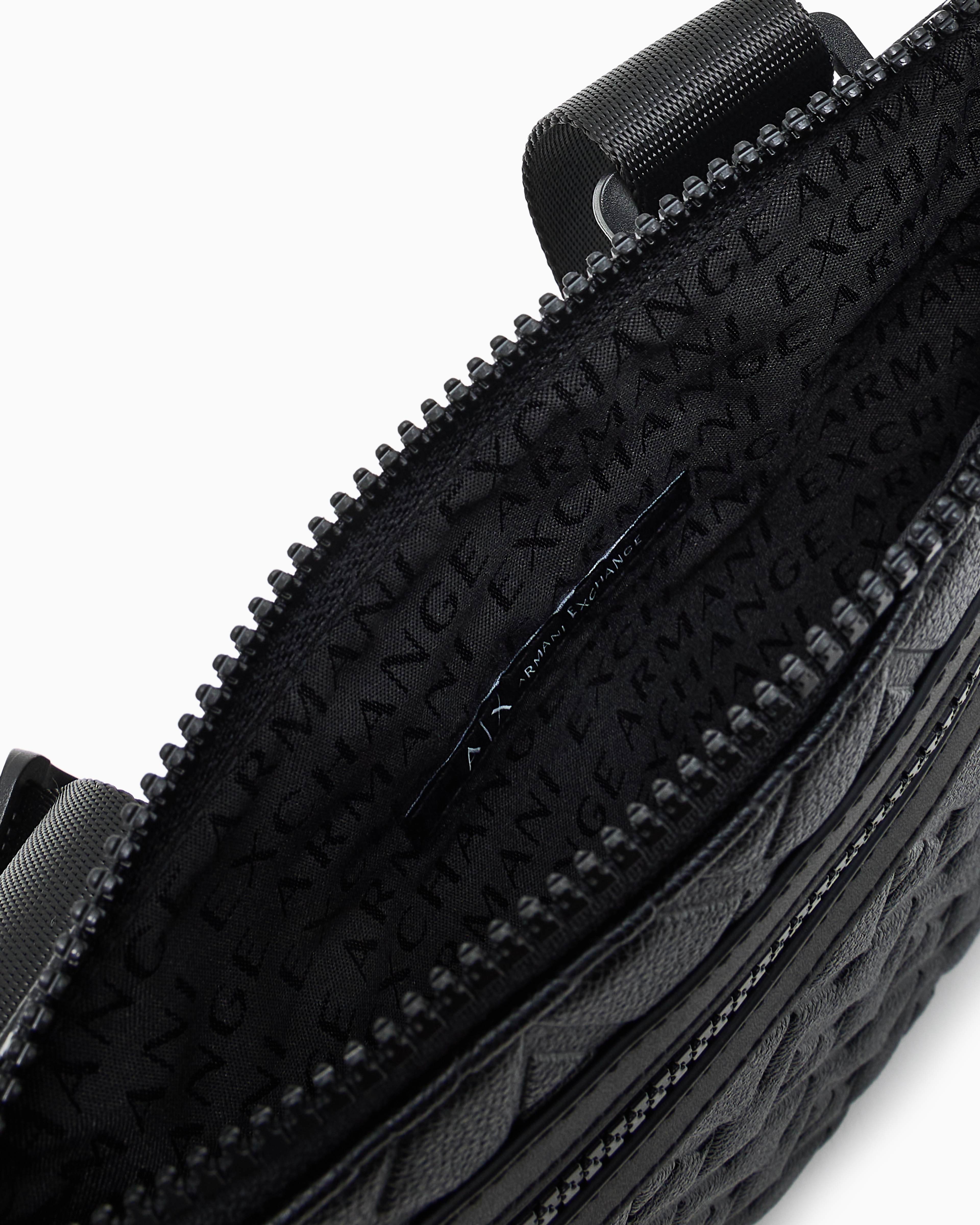 Flat shoulder bag with allover logo