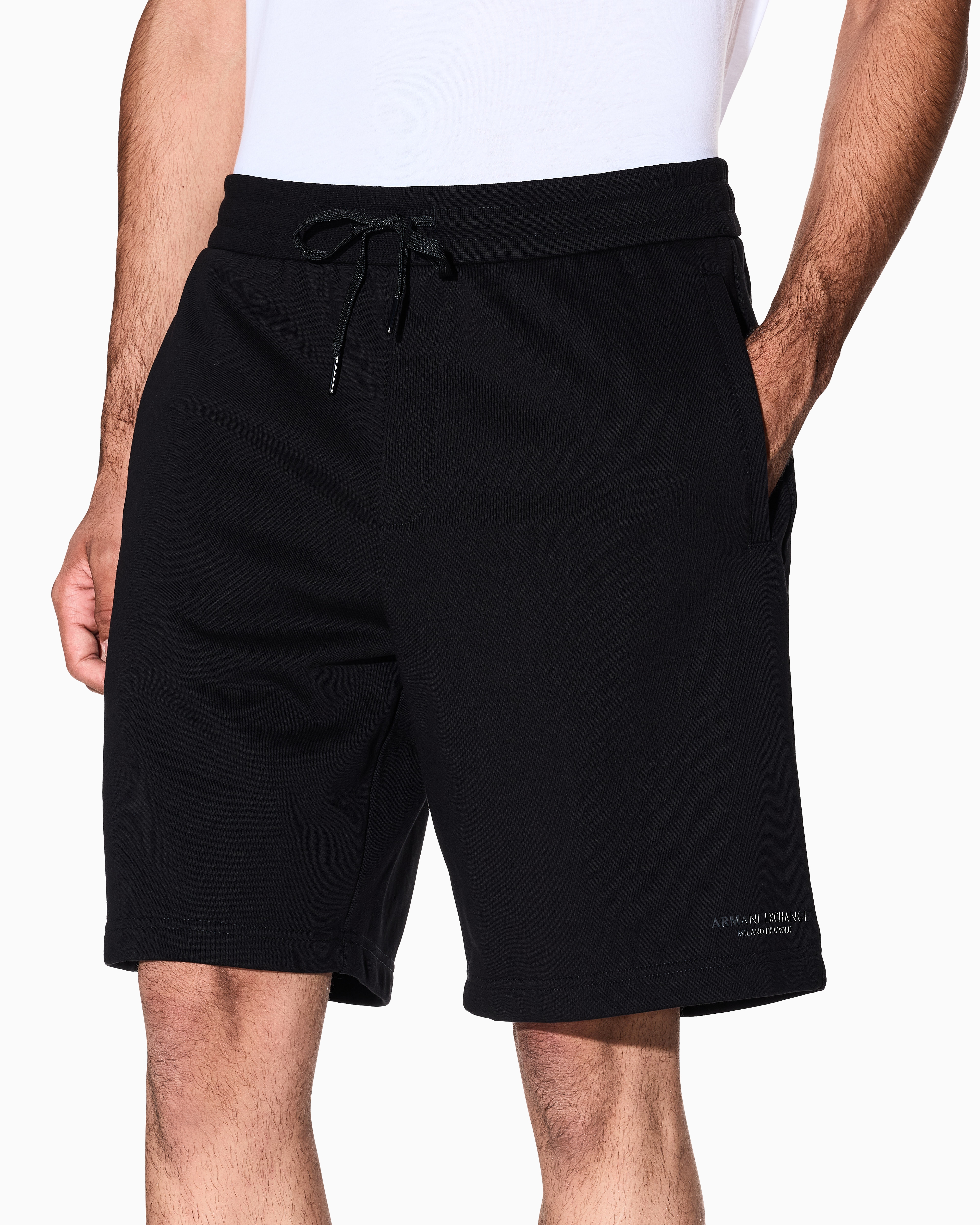 Armani Exchange - Shorts with tone-on-tone logo, Man, Black, Size: