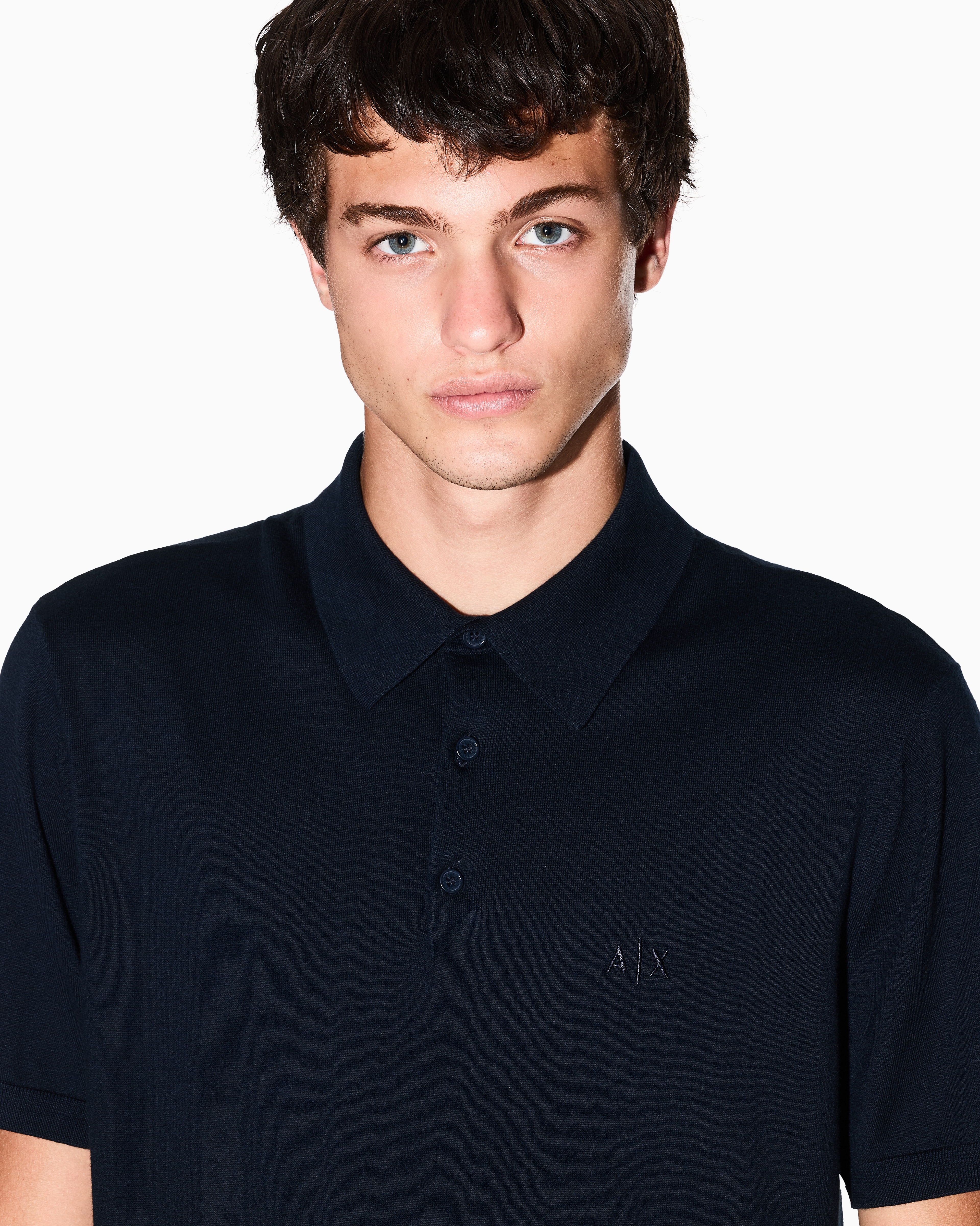 Armani Exchange - Pique polo shirt with contrasting details, Man, Navy Blue, Size: