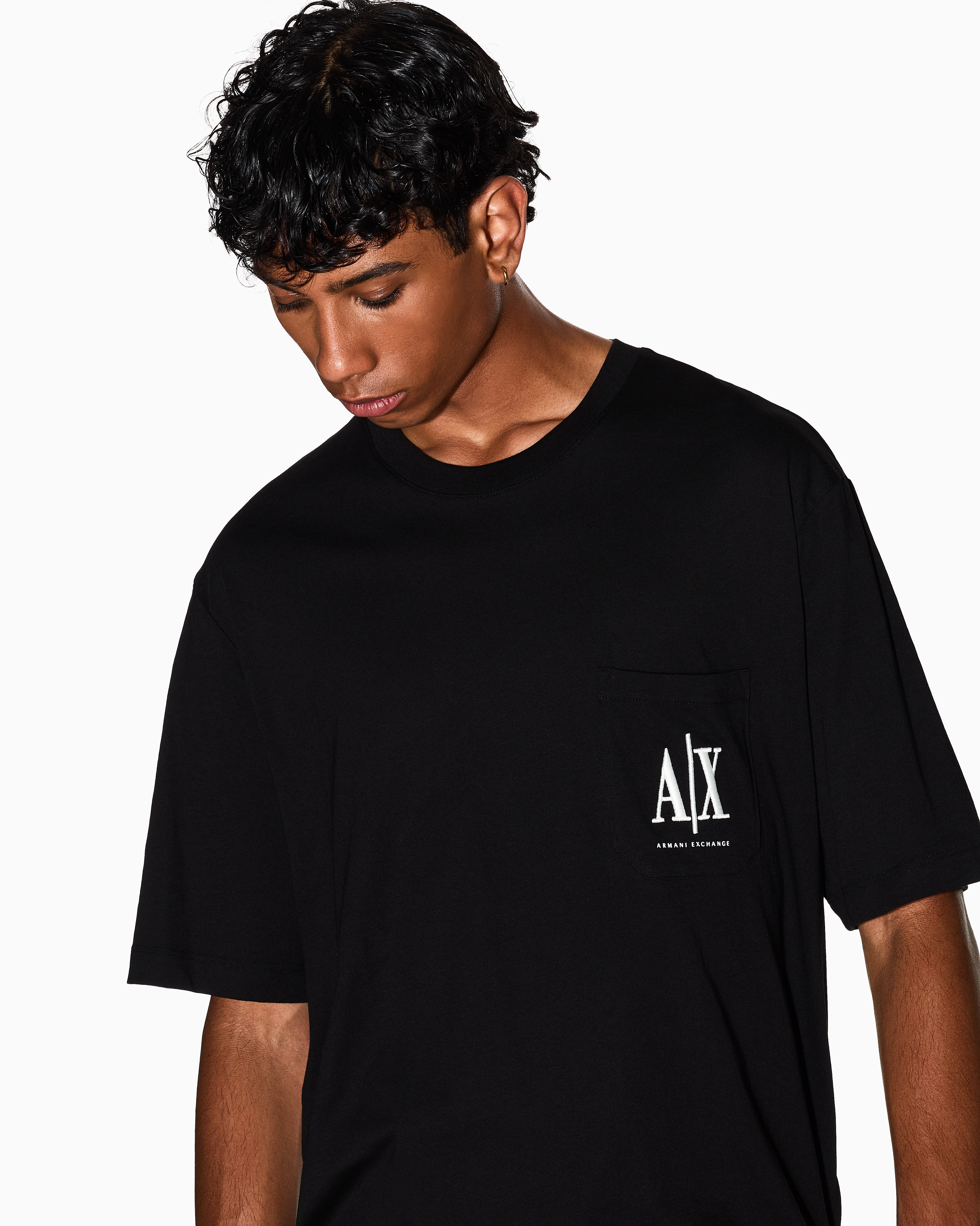Regular fit T-shirt with pocket and logo | Armani Exchange