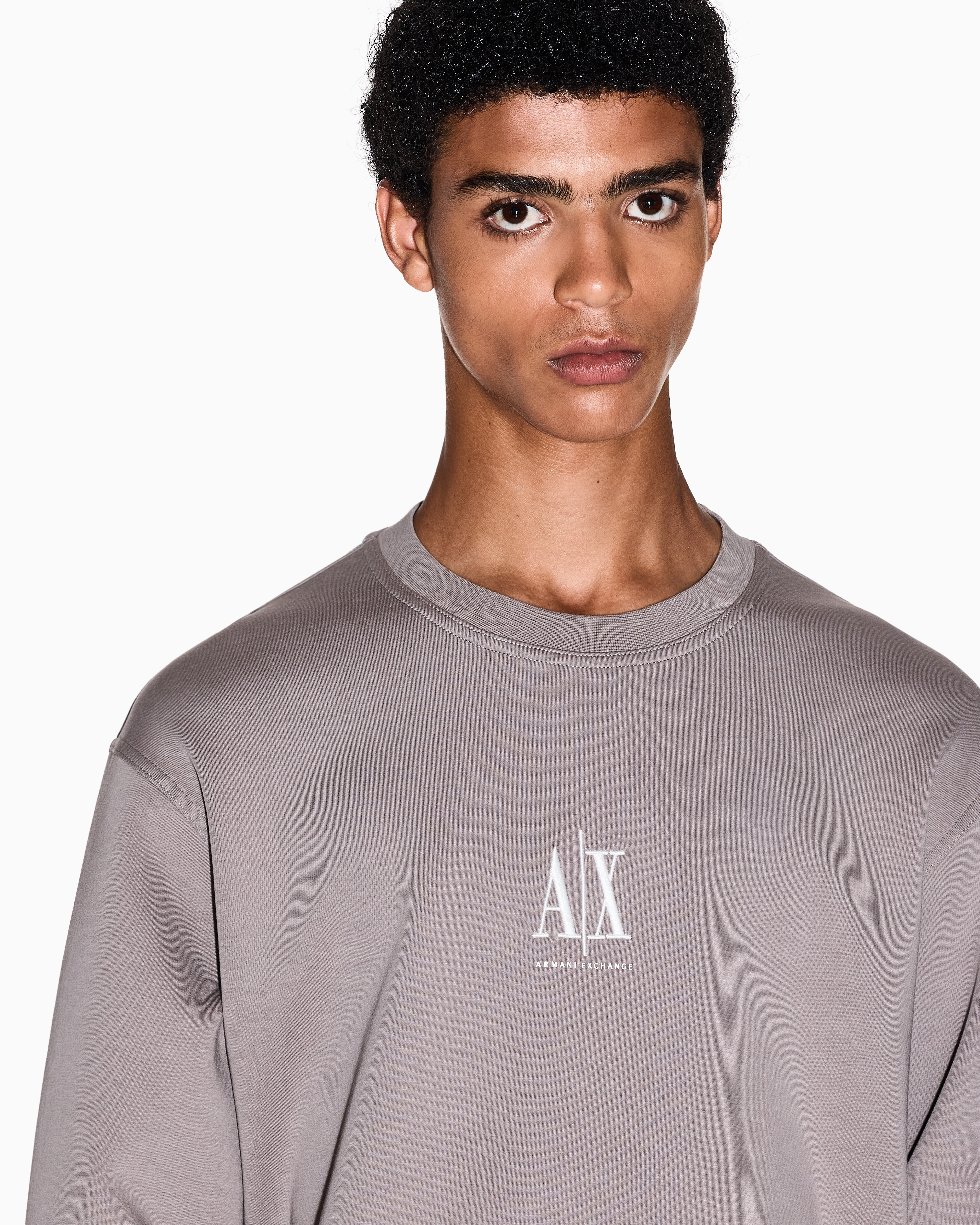 Armani Exchange - Crewneck cotton sweatshirt, Man, Beige, Size: