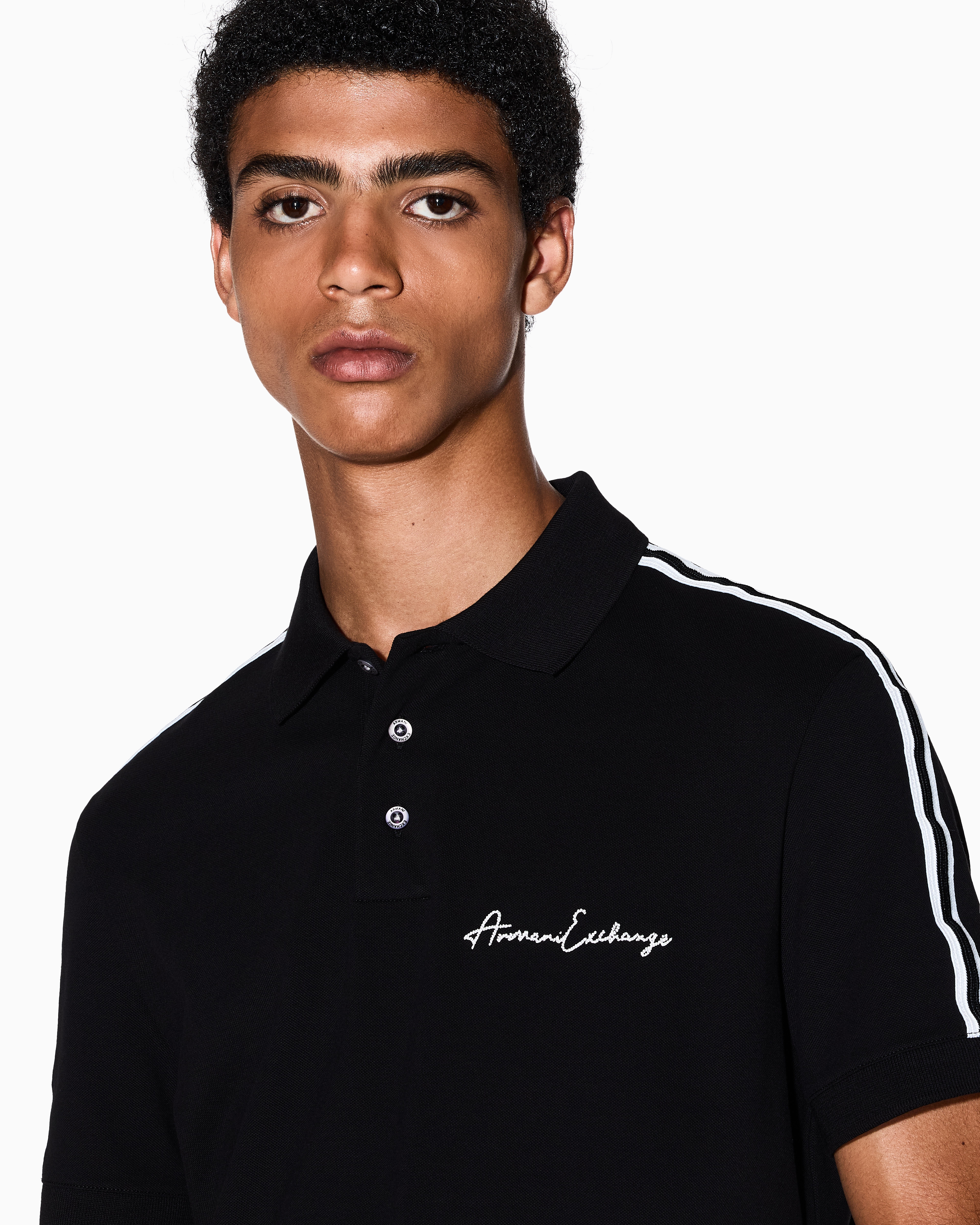 Armani Exchange - Regular fit polo shirt with Signature Logo, Man, Black, Size: