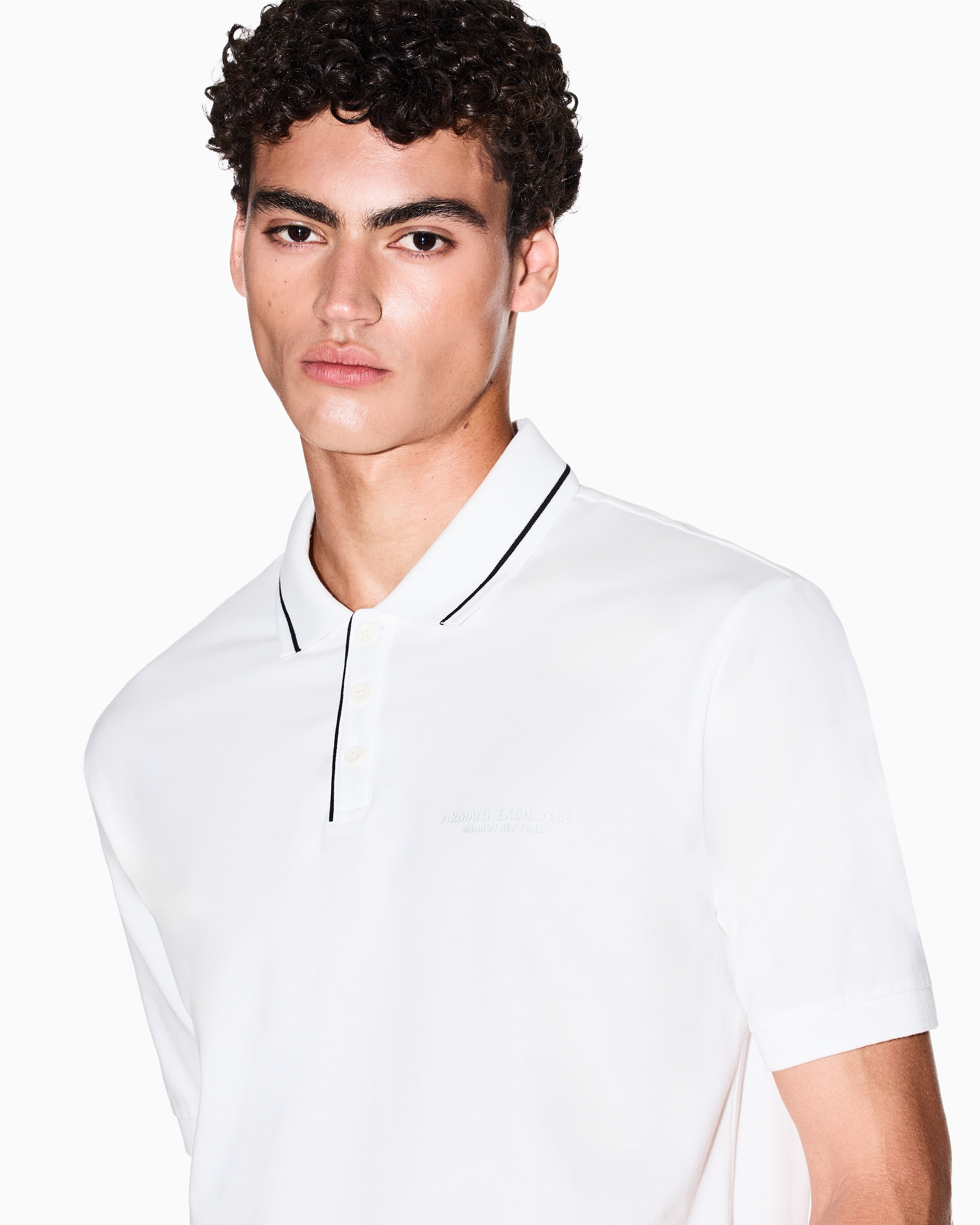 Armani Exchange - Regular fit polo shirt stretch jersey, Man, White, Size: