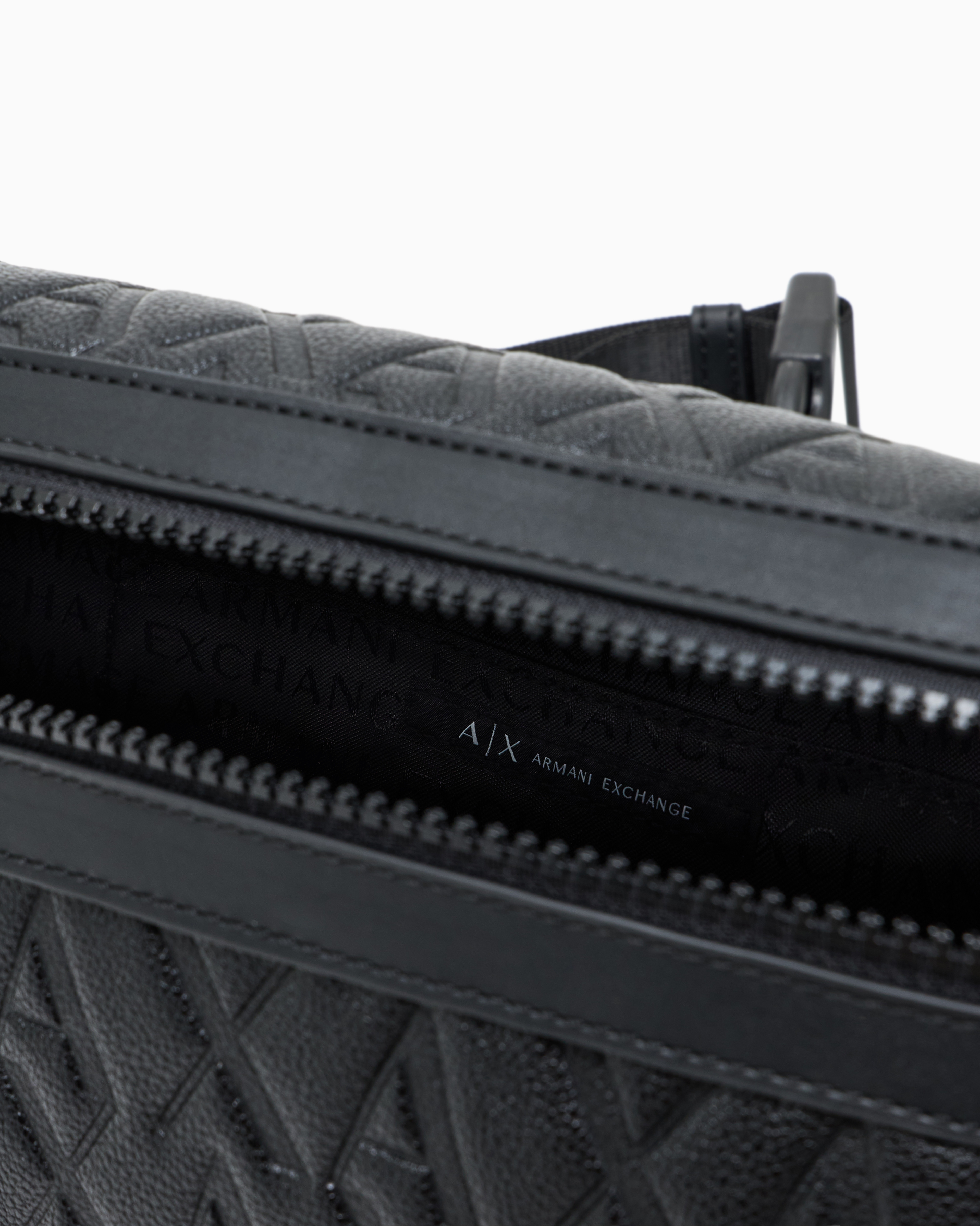 Armani Exchange - ASV Allover Logo Bum Bag, Man, Black, Size: TU