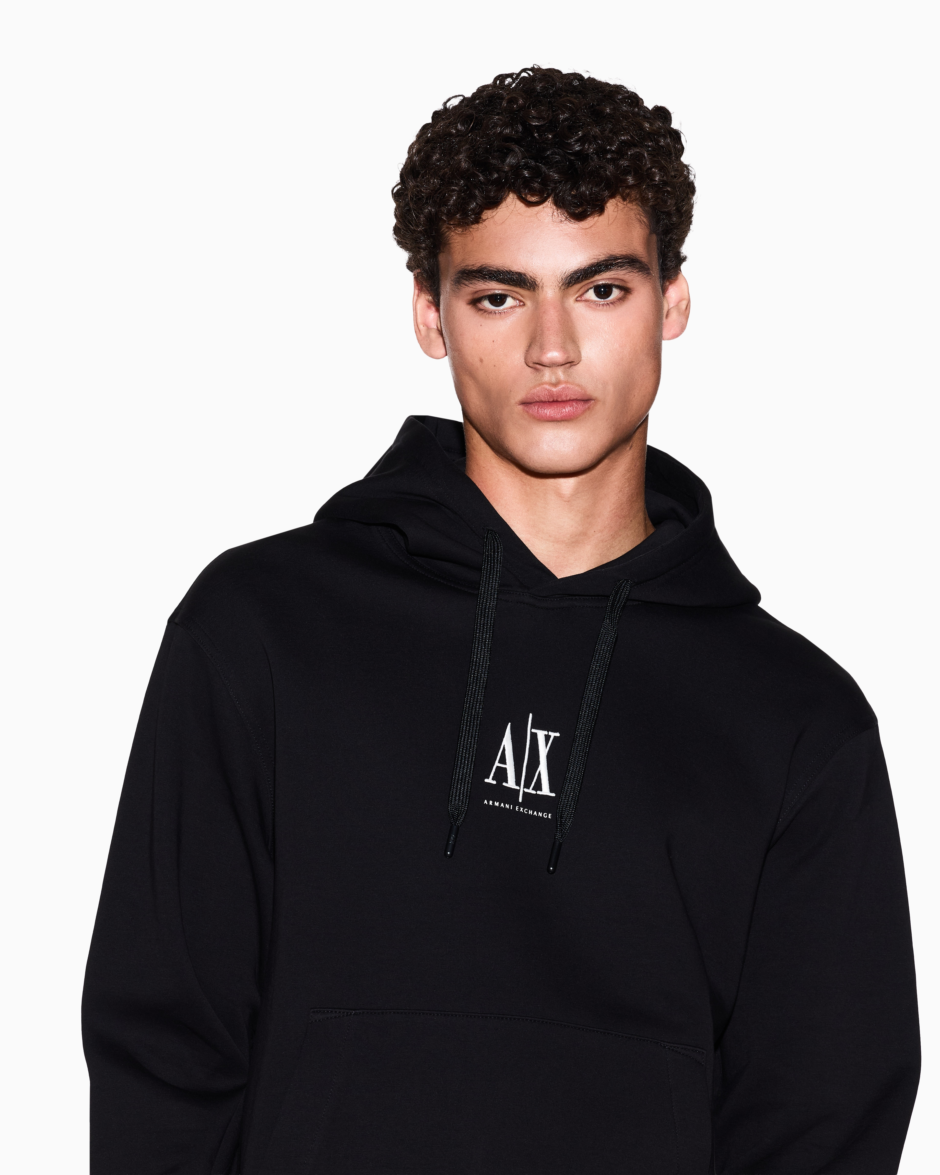 Armani Exchange - Cotton hoodie, Man, Black, Size: