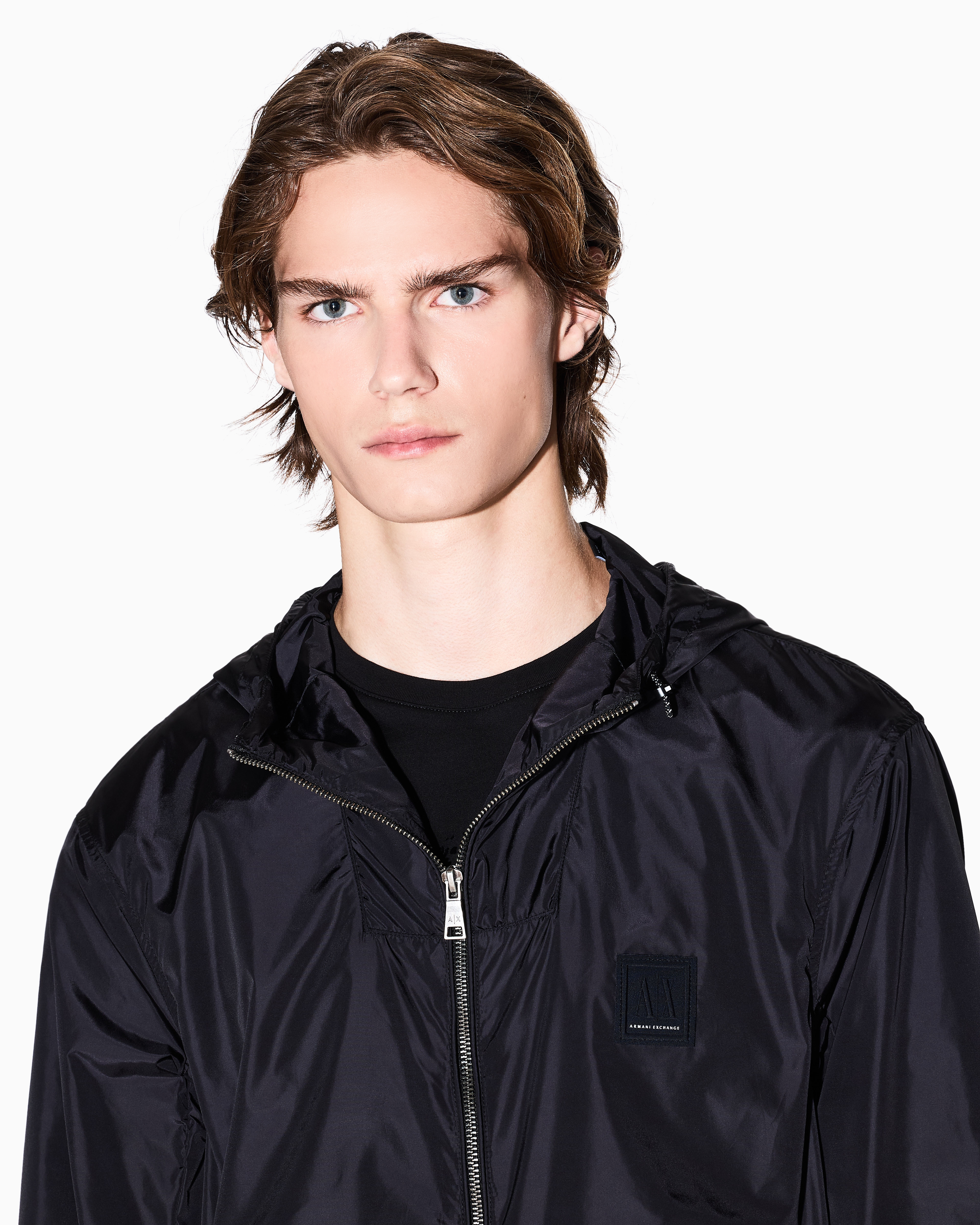 Armani Exchange - Hooded jacket technical fabric, Man, Black, Size: