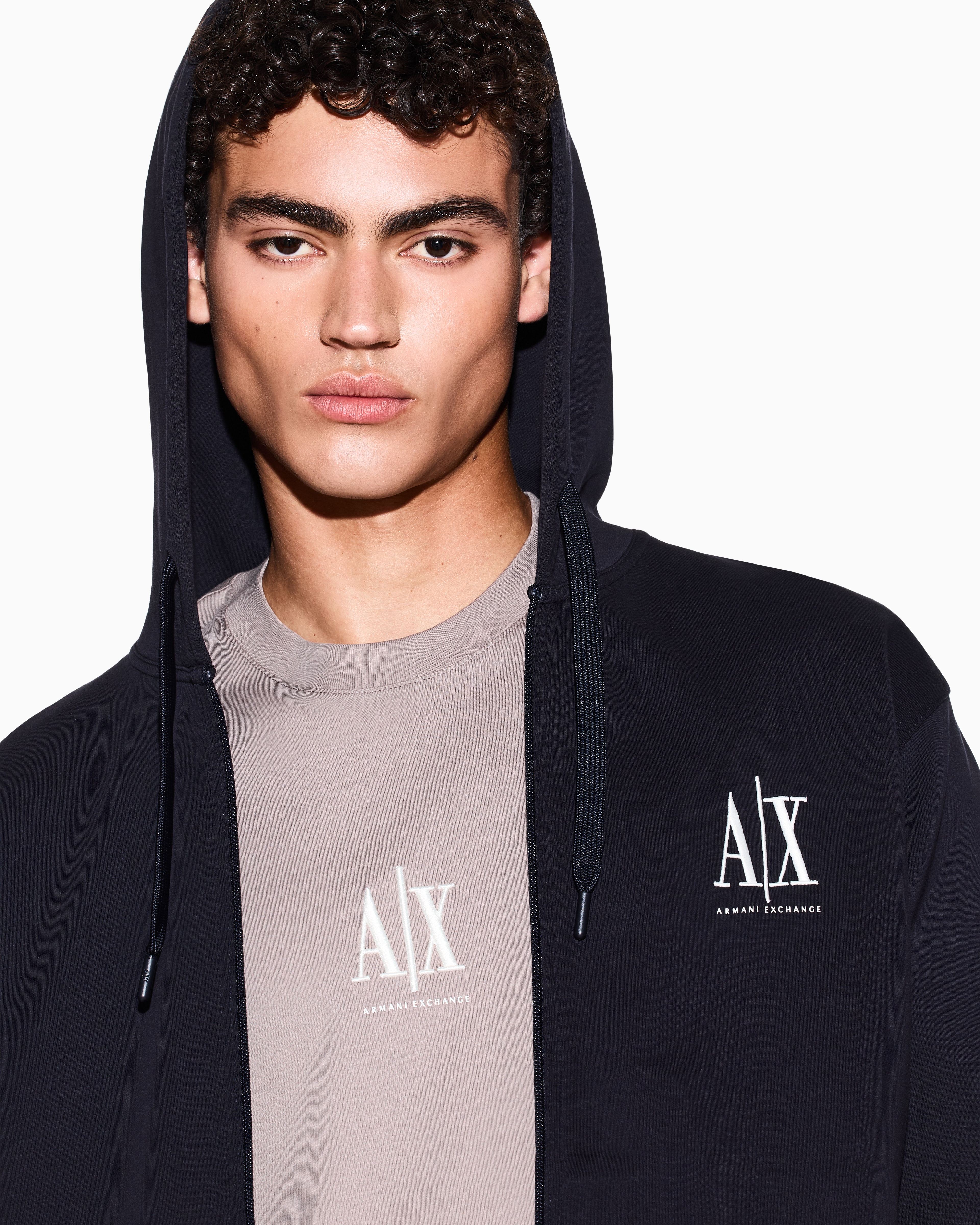 Armani Exchange - Logo hoodie, Man, Navy_blue, Size: