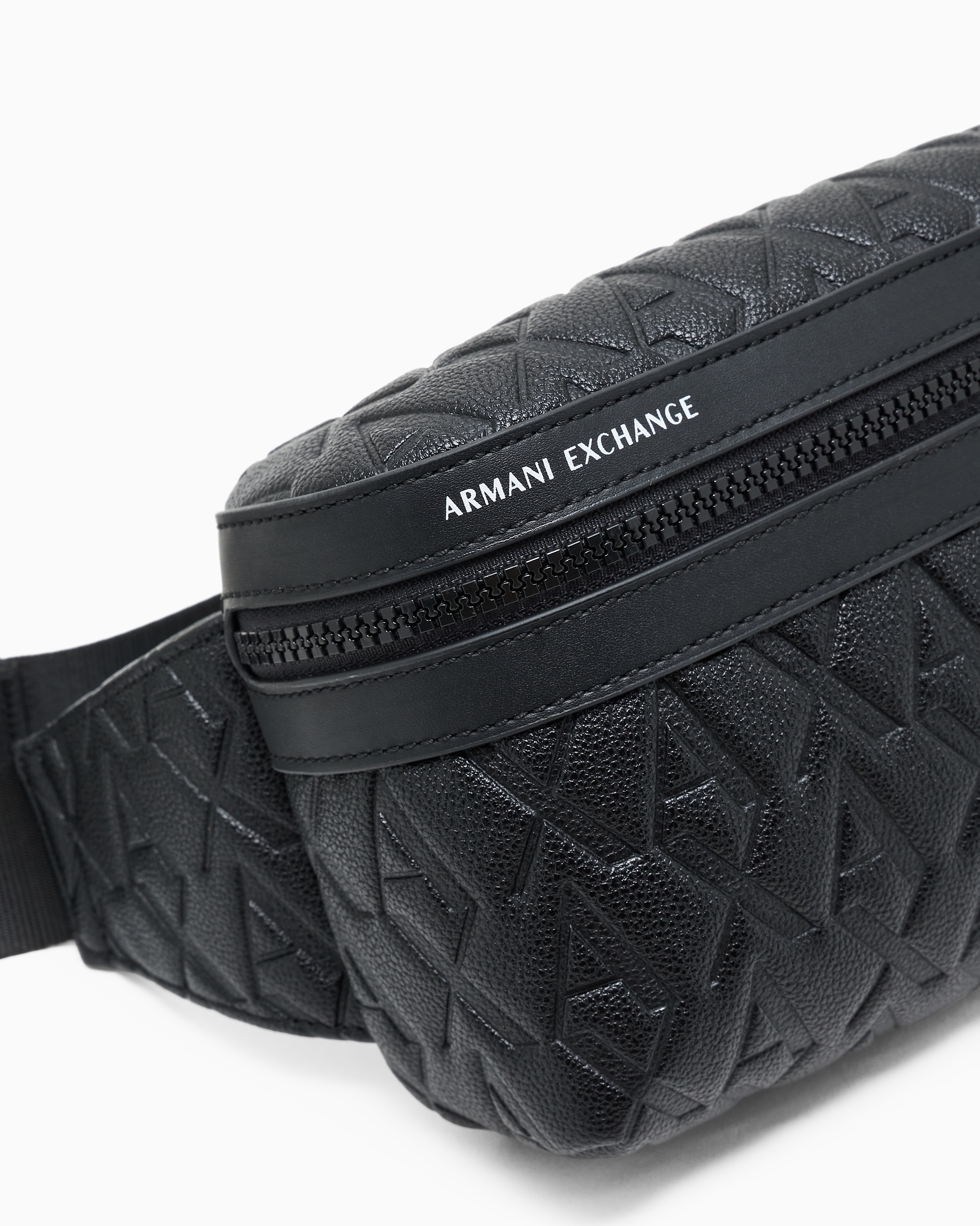 Armani Exchange - ASV Allover Logo Bum Bag, Man, Black, Size: TU