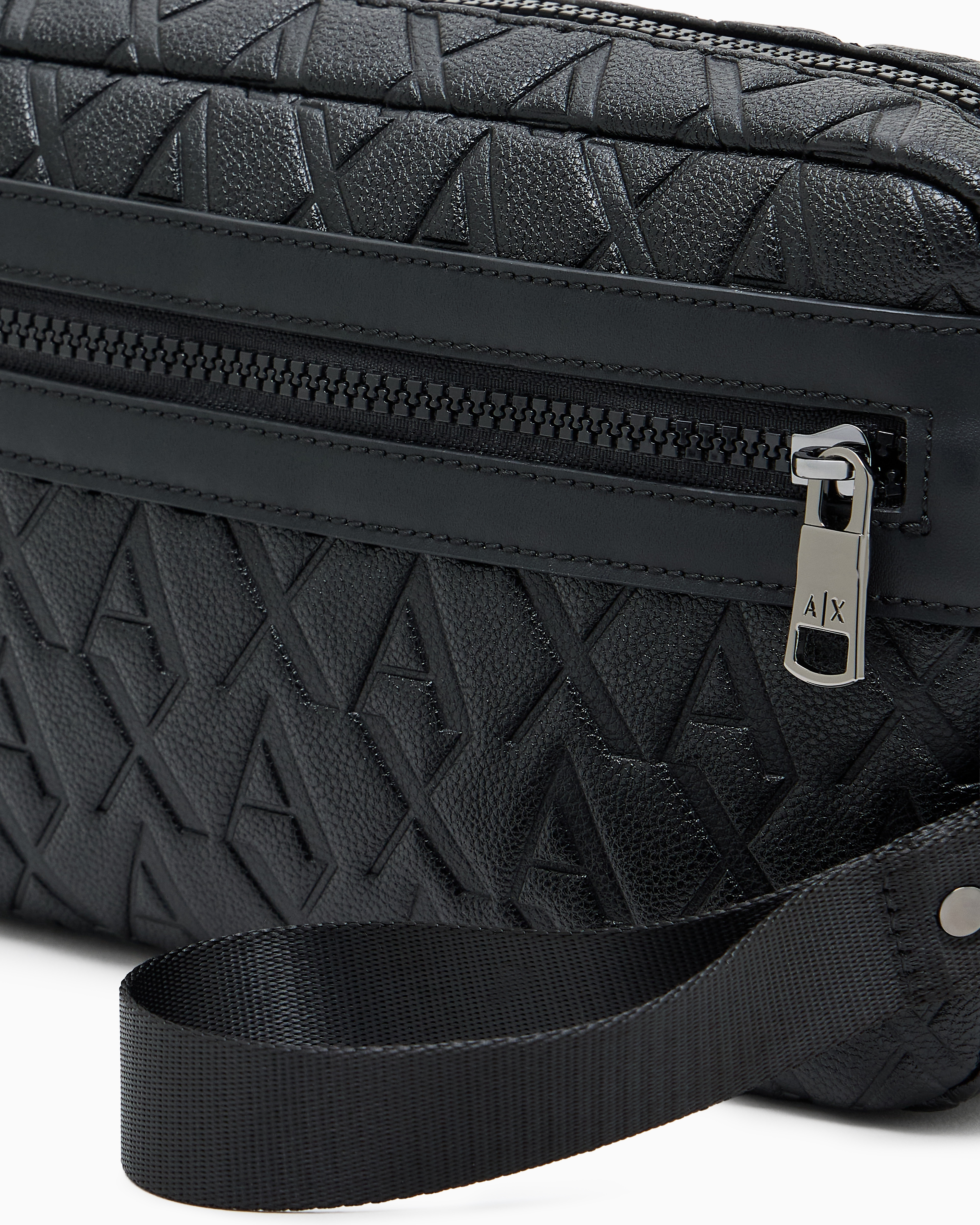 Armani Exchange - Clutch bag with allover embossed logo, Man, Black, Size: TU
