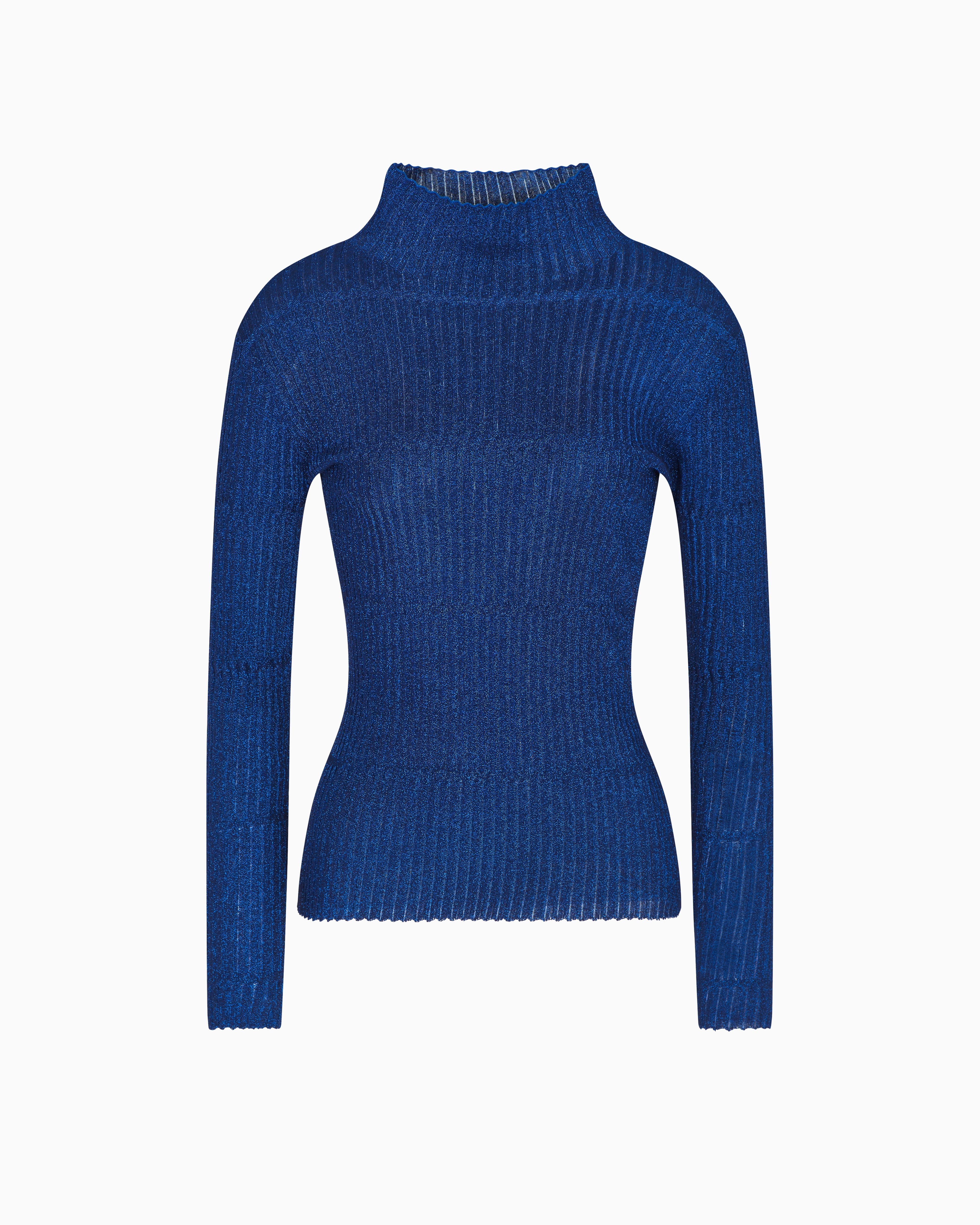 Emporio Armani - 3D-effect lurex knit, Woman, Blue, Size: