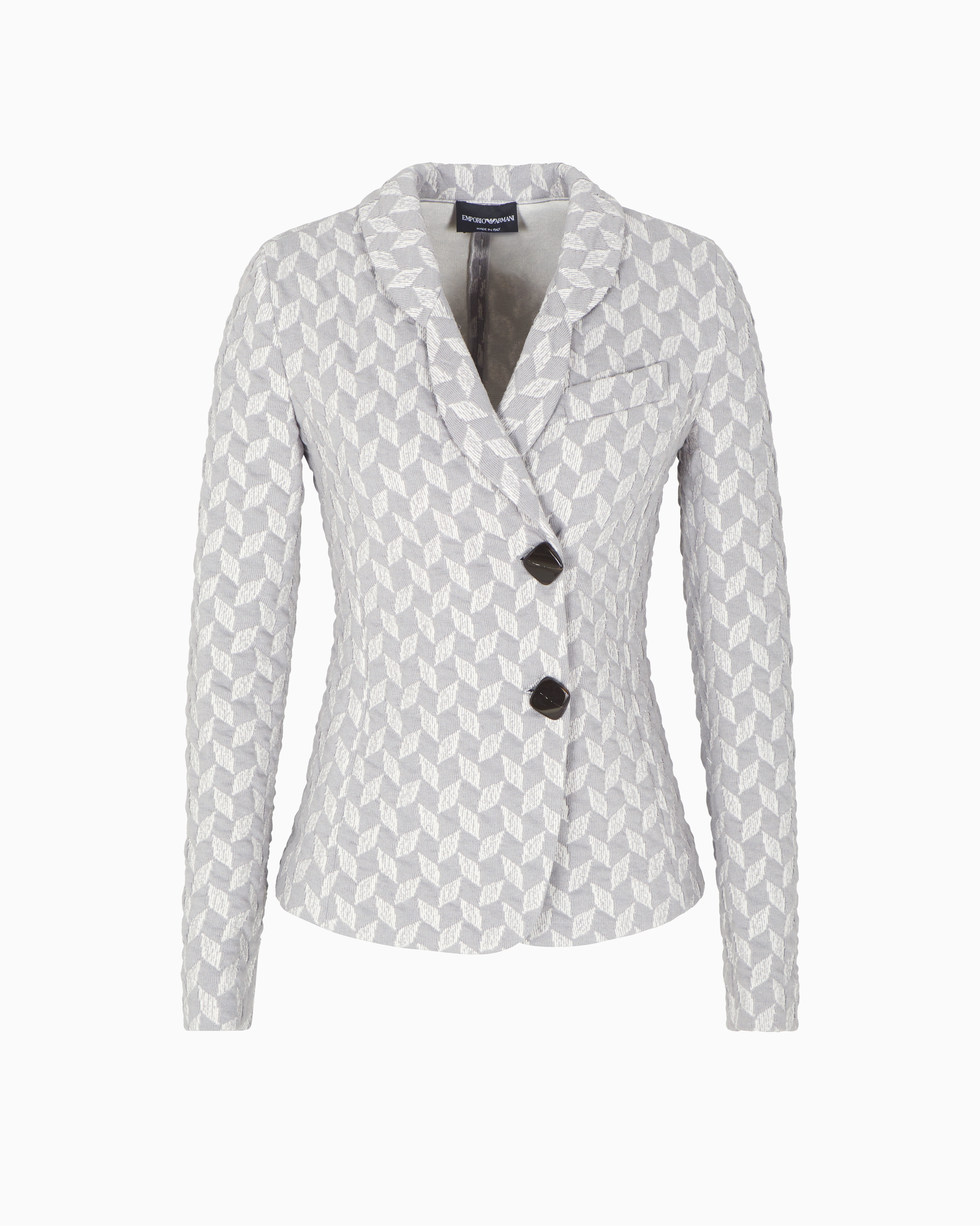 Emporio Armani - Jersey knit jacket with stylised chevron motif, Woman, Beige, Size: