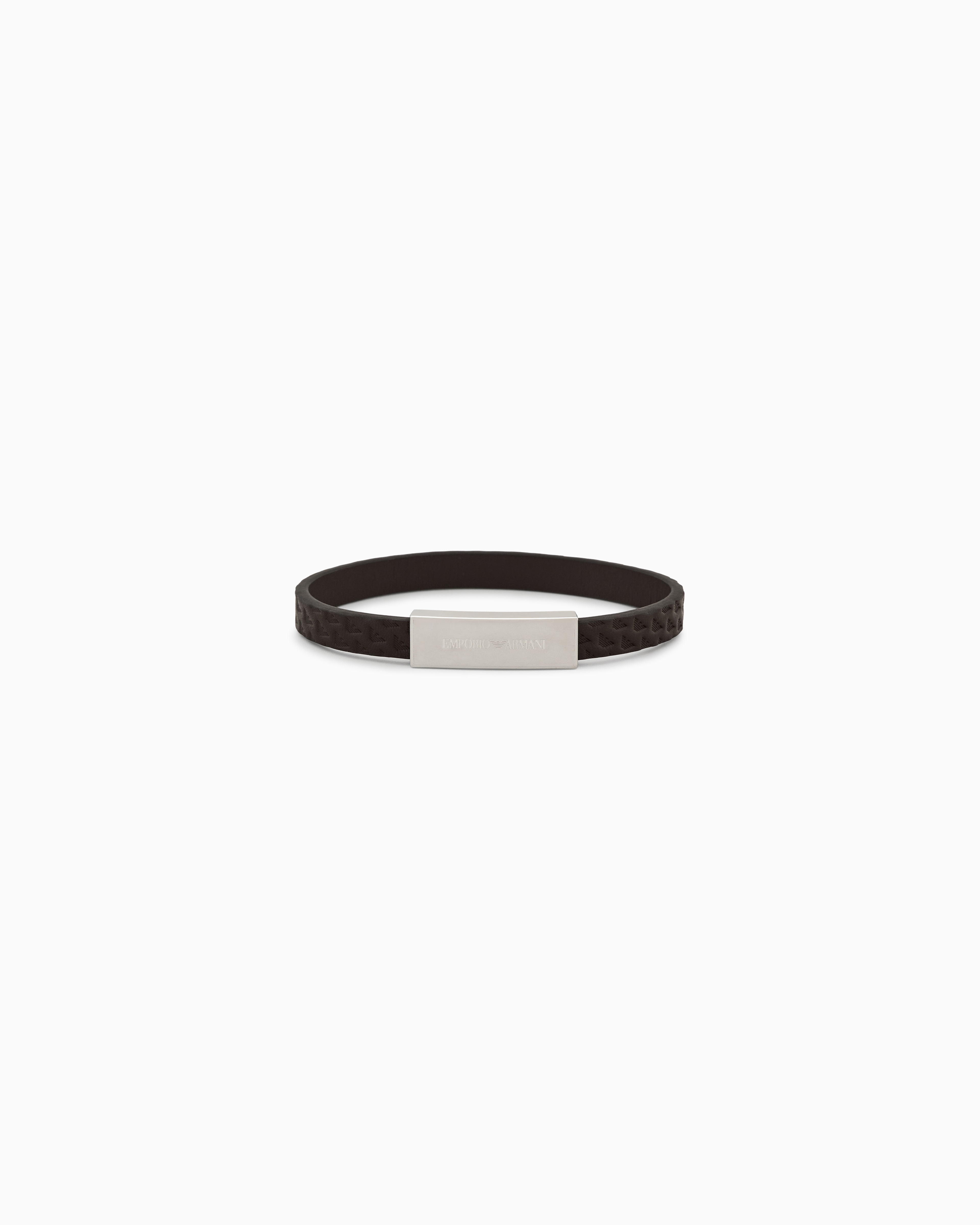 Emporio Armani -  Brown Leather ID Bracelet, Man, Multicoloured, Size: TU