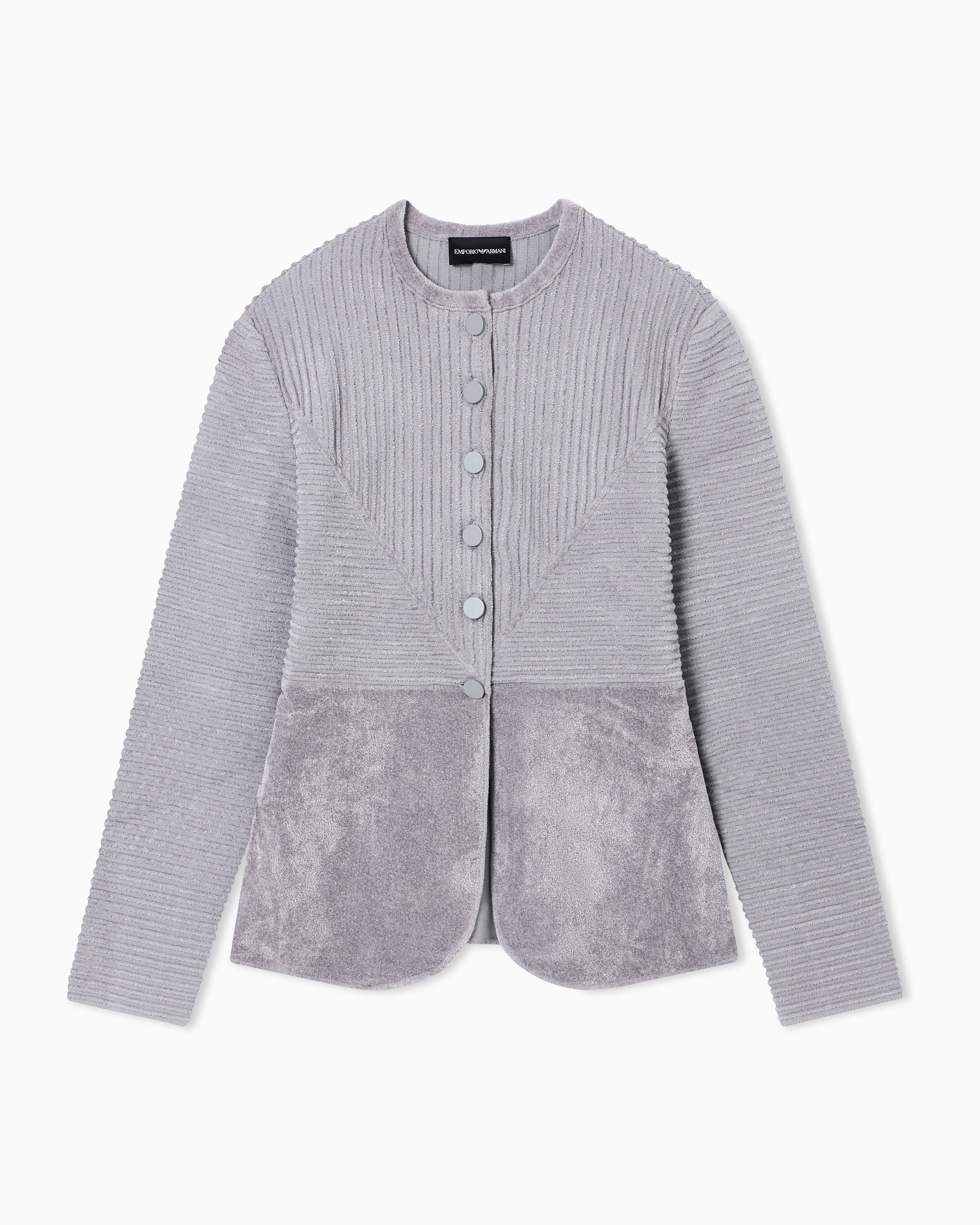 Emporio Armani - Ottoman chenille jacket, Woman, Grey, Size: