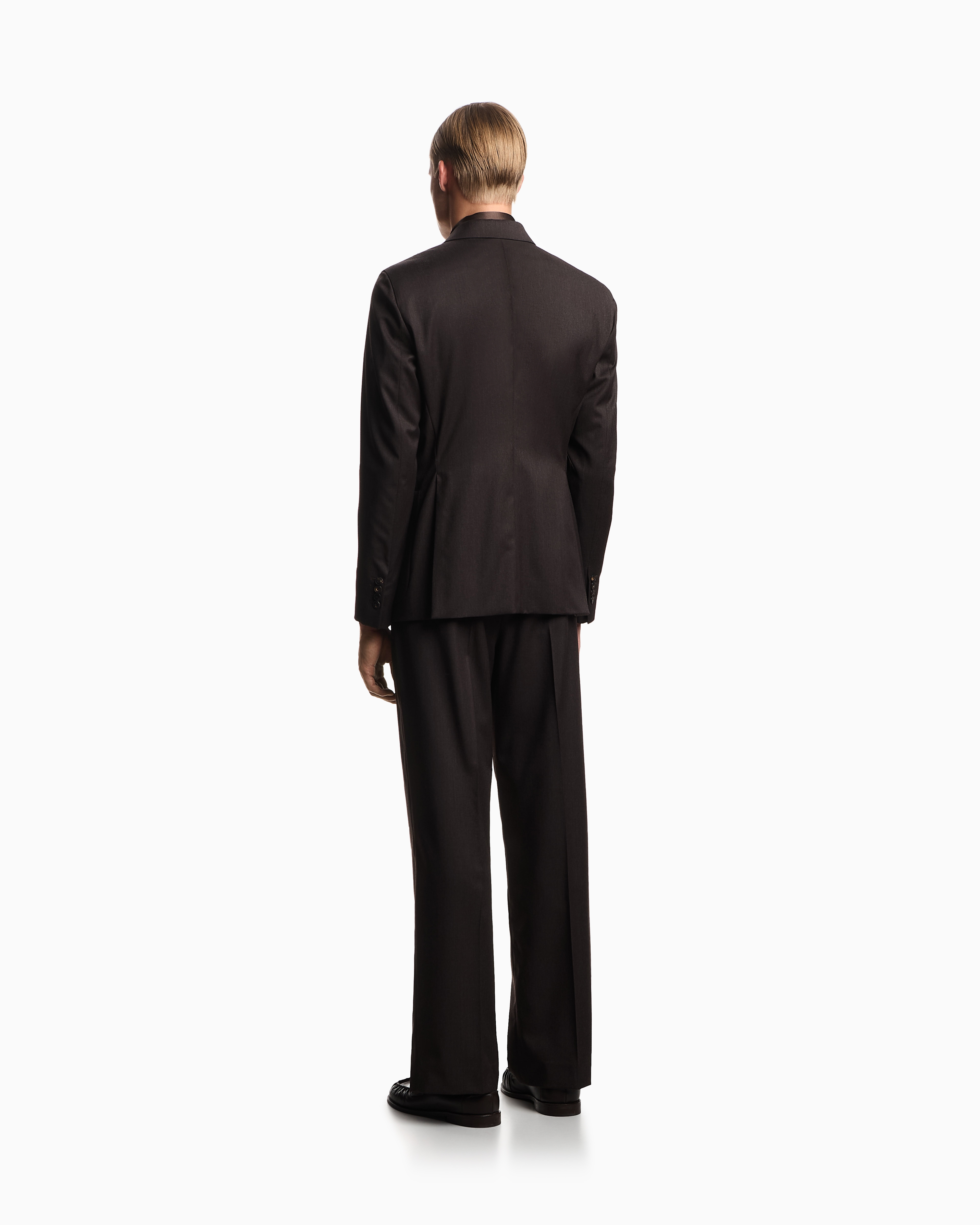 Emporio Armani - Double-breasted suit virgin-wool twill, Man, Brown, Size: