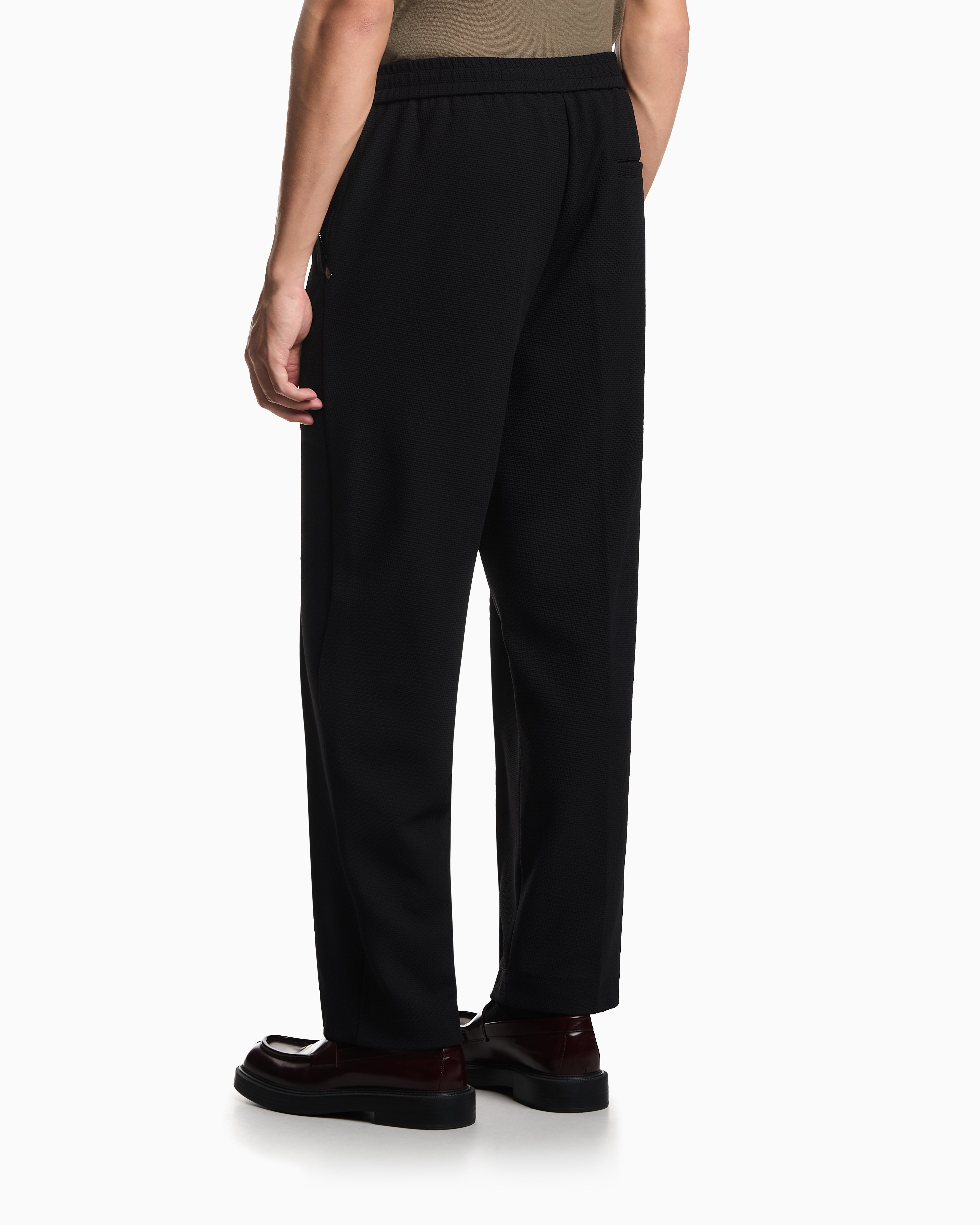 Double diagonal weave stretch nylon jersey trousers | Emporio Armani