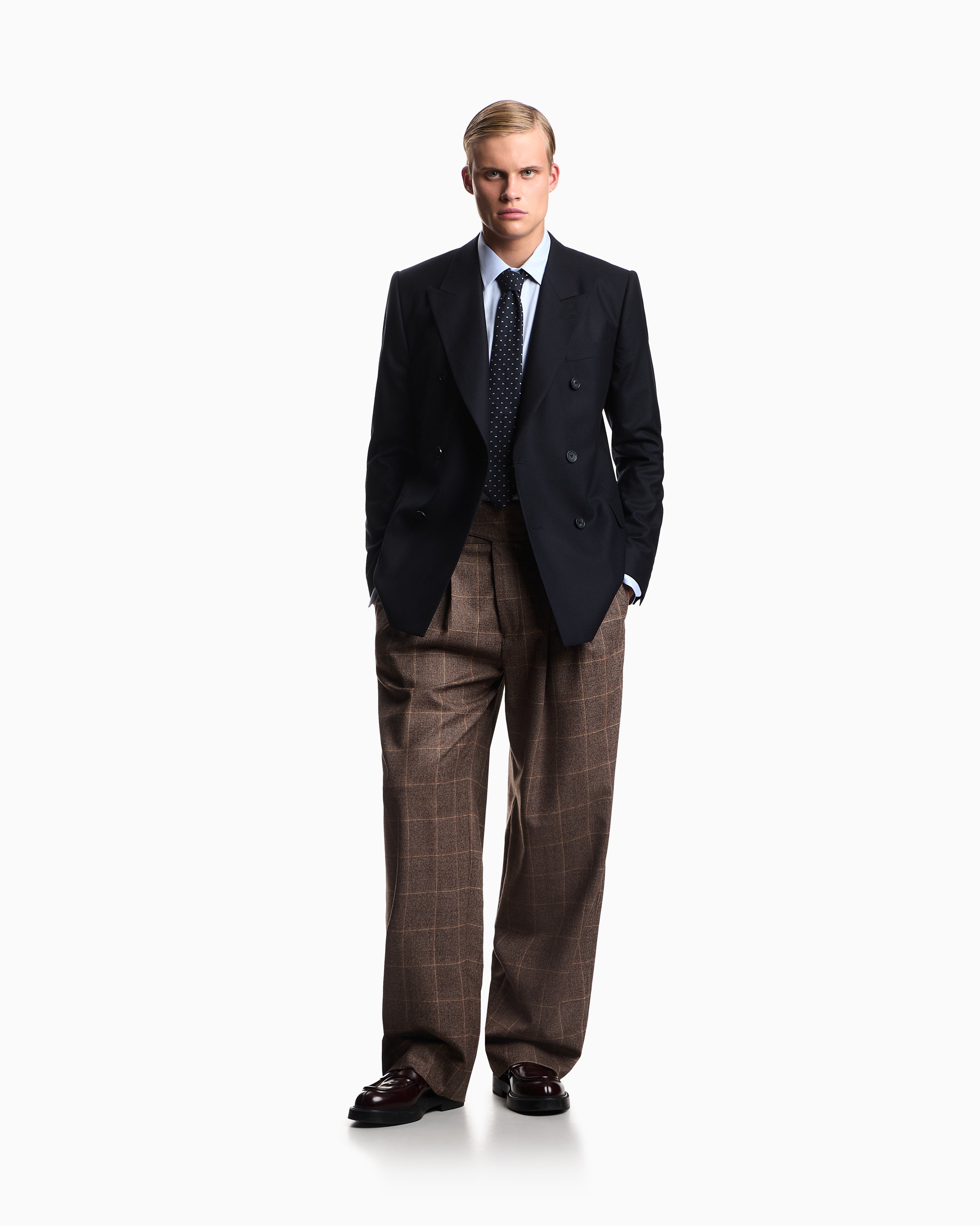 Emporio Armani Icon Double-breasted Jacket In Virgin-wool Flannel In Animal Print