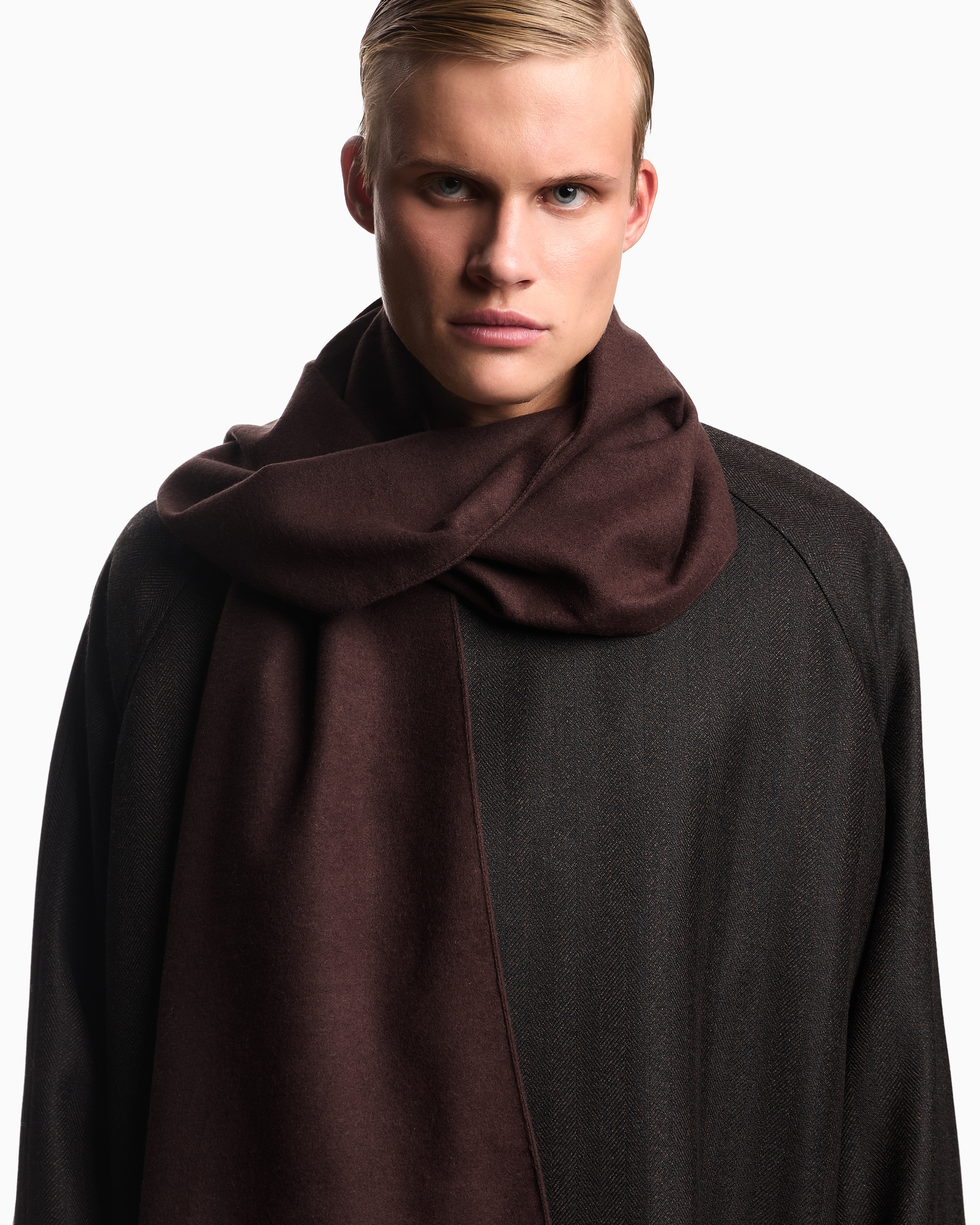 Emporio Armani - Pure silk scarf, Man, Brown, Size: TU